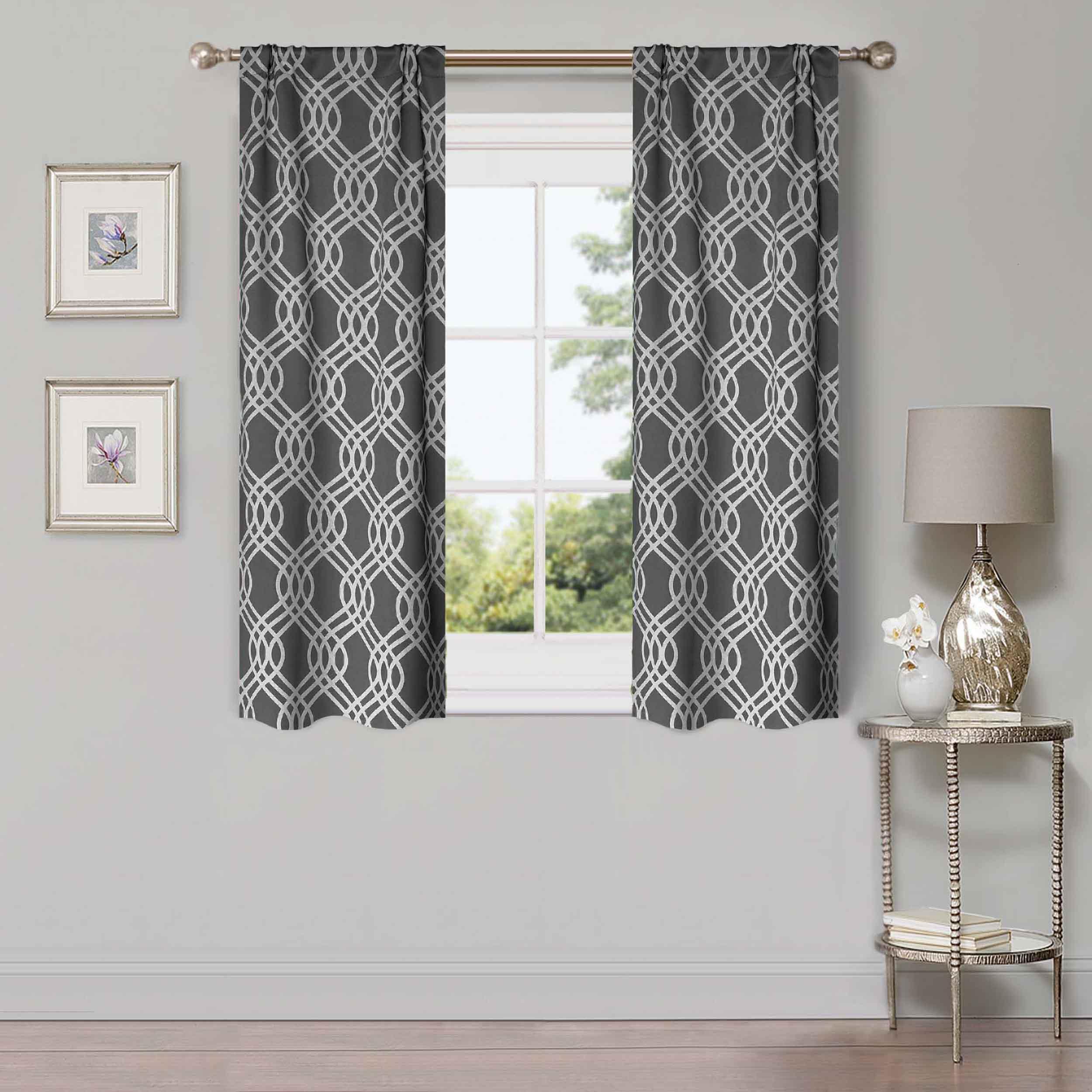 Ribbon Trellis Washable Room Darkening Blackout Curtain Panel Set - Omnigoodsstore