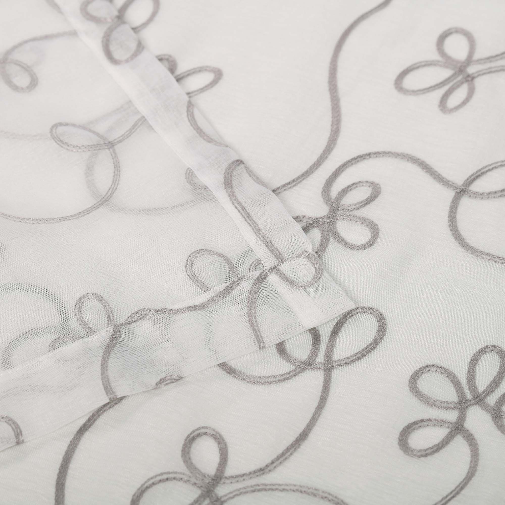 Embroidered Lightweight Sheer Floral Scroll Curtain Panel Set - Omnigoodsstore