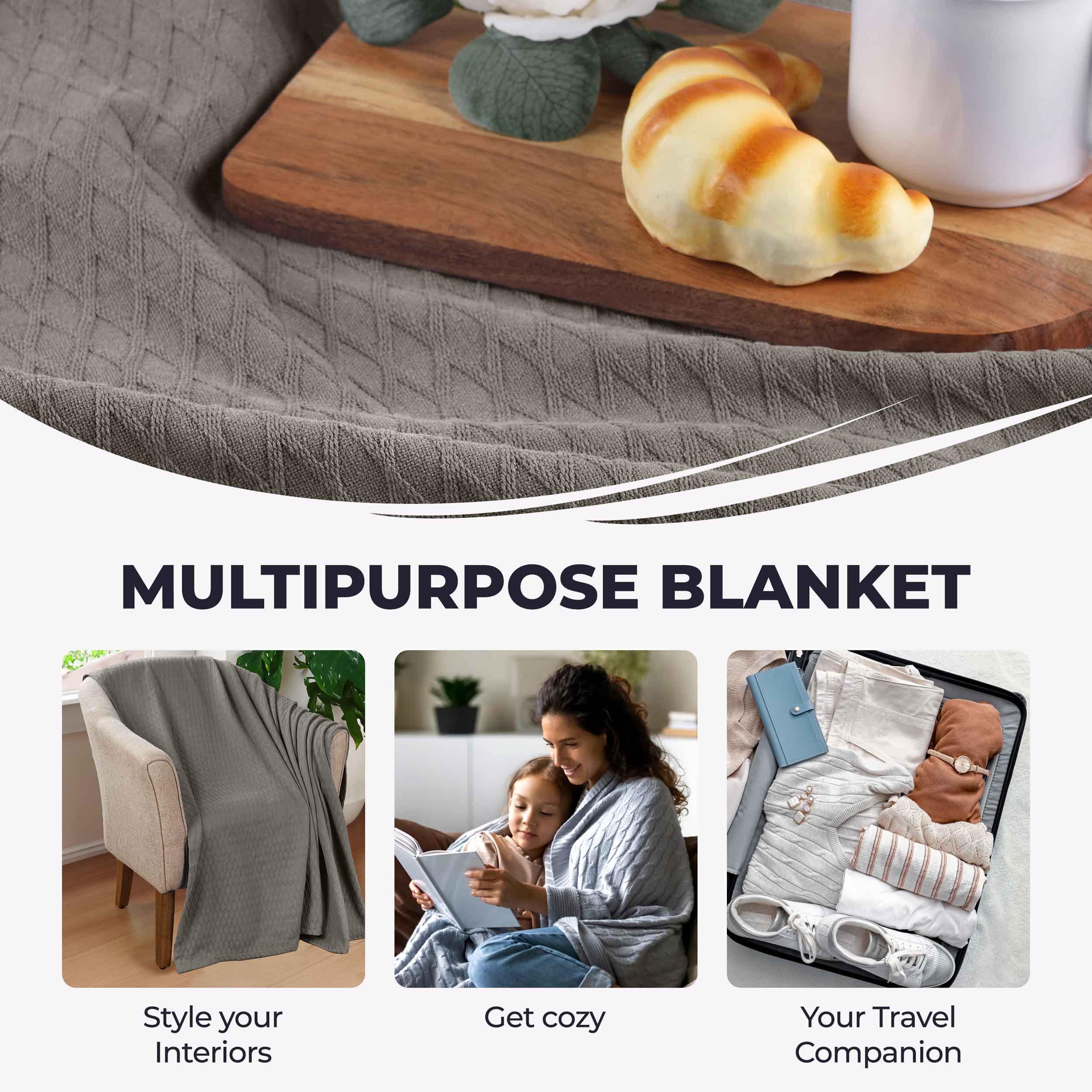 Cotton All Season Diamond Bed Blanket & Sofa Throw - Omnigoodsstore