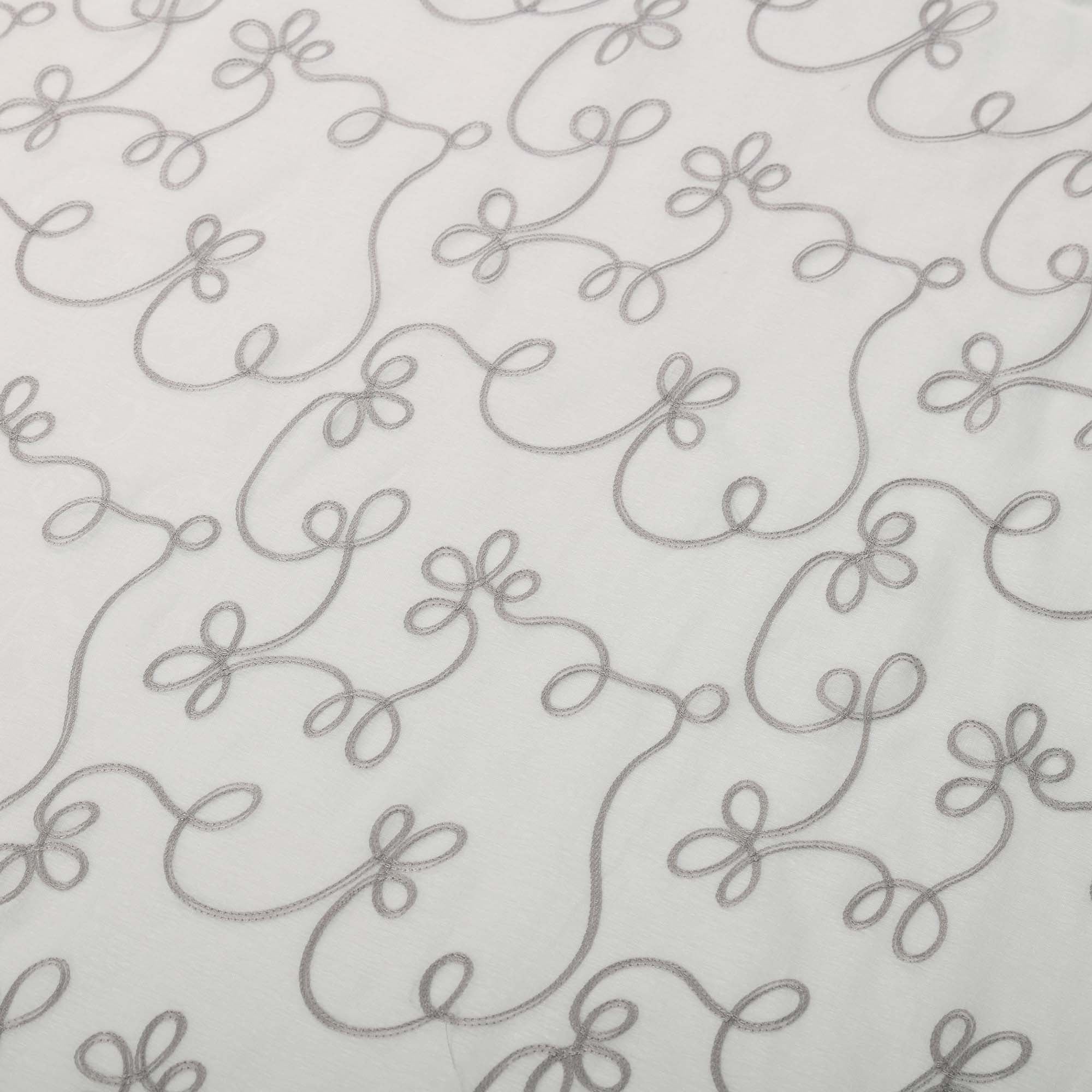 Embroidered Lightweight Sheer Floral Scroll Curtain Panel Set - Omnigoodsstore