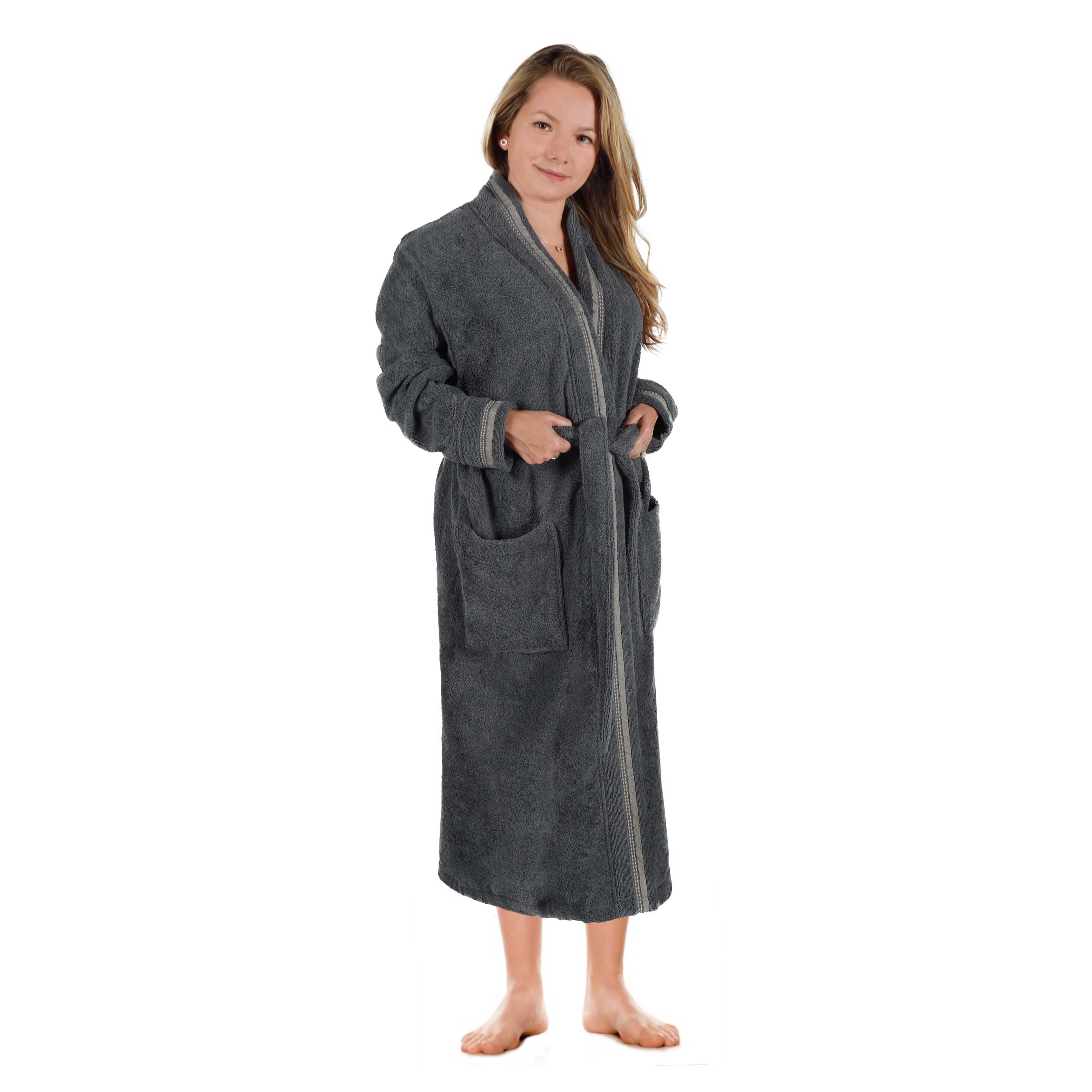 Tinsel Unisex Cotton Terry Kimono Bathrobe with Embroidery - Omnigoodsstore