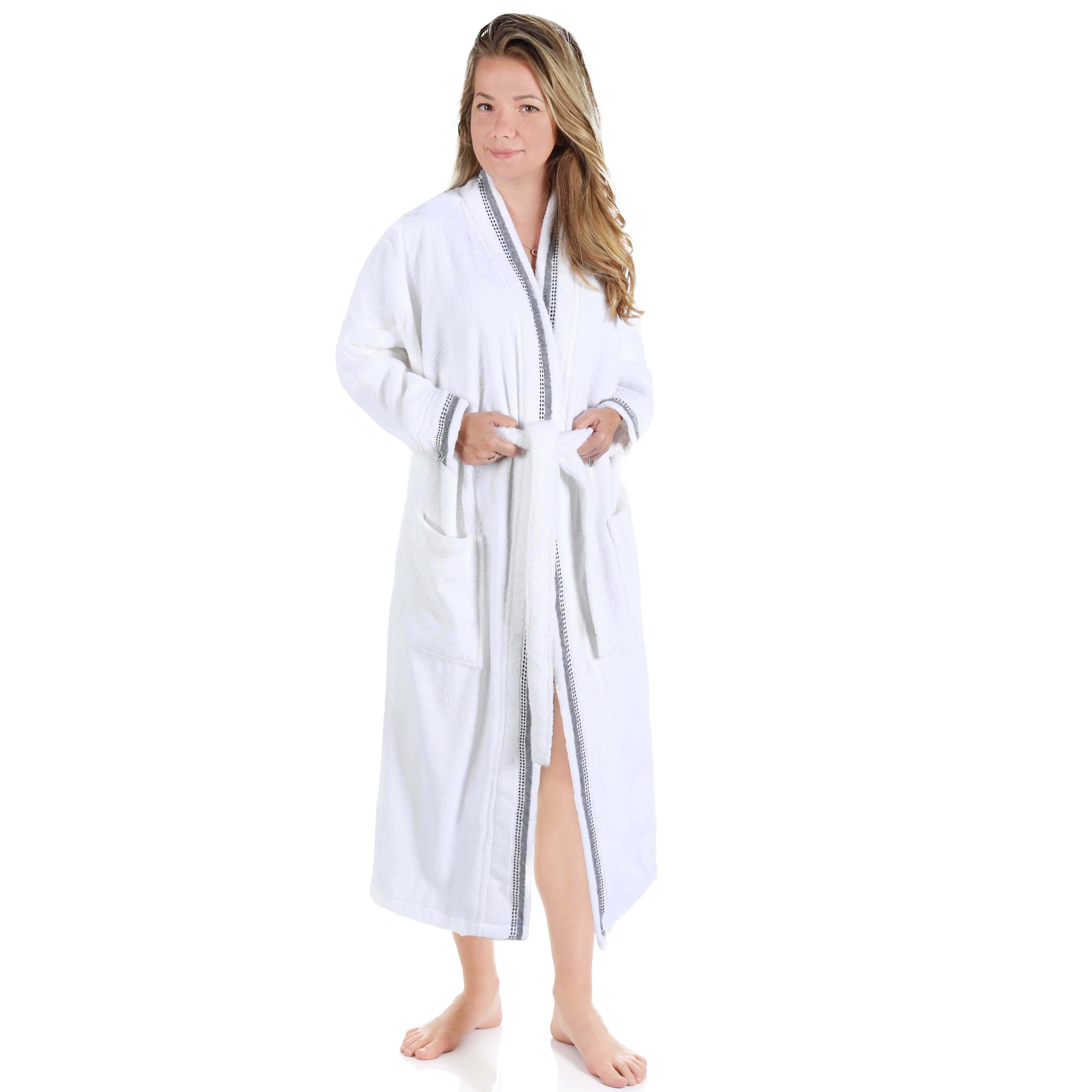 Tinsel Unisex Cotton Terry Kimono Bathrobe with Embroidery - Omnigoodsstore