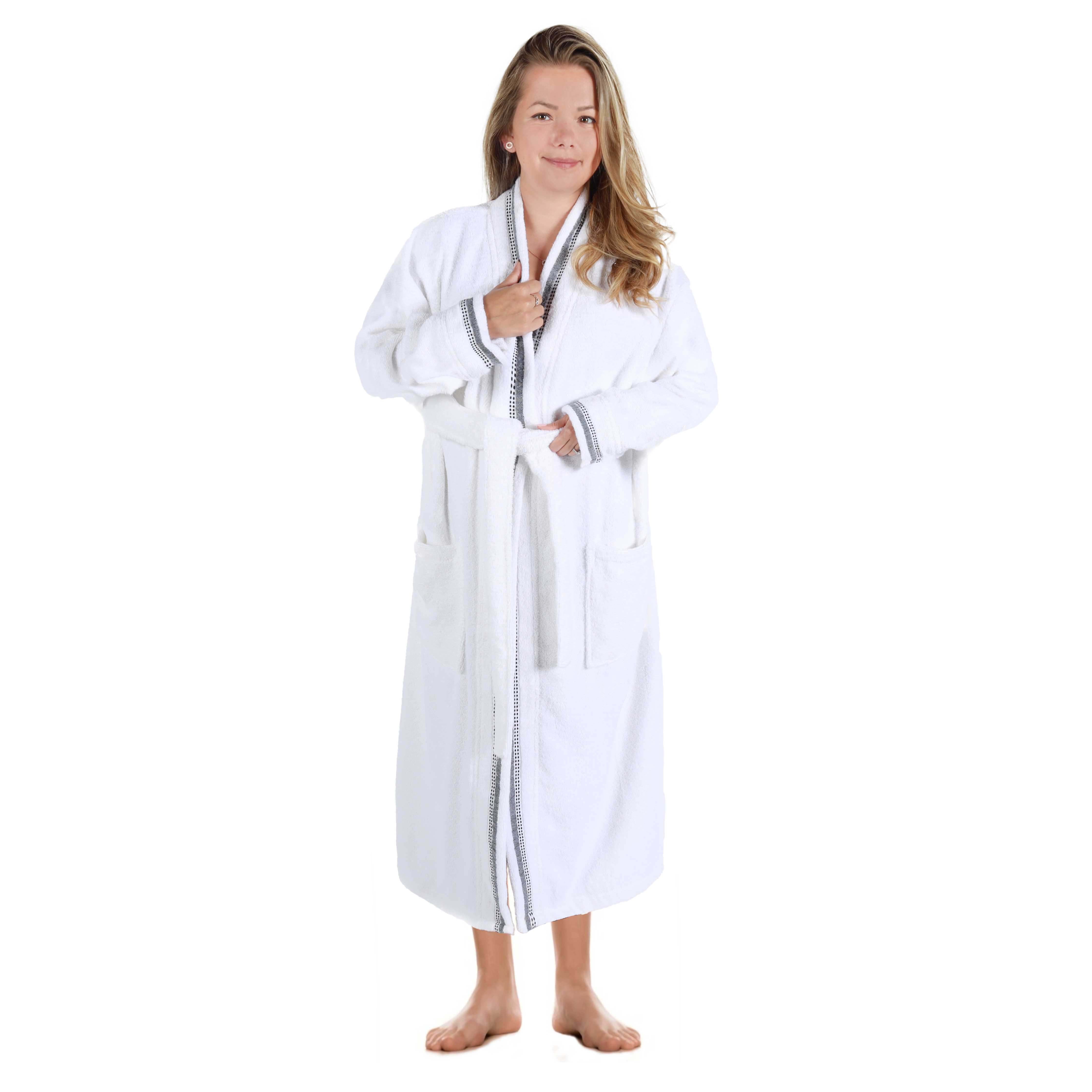 Tinsel Unisex Cotton Terry Kimono Bathrobe with Embroidery - Omnigoodsstore