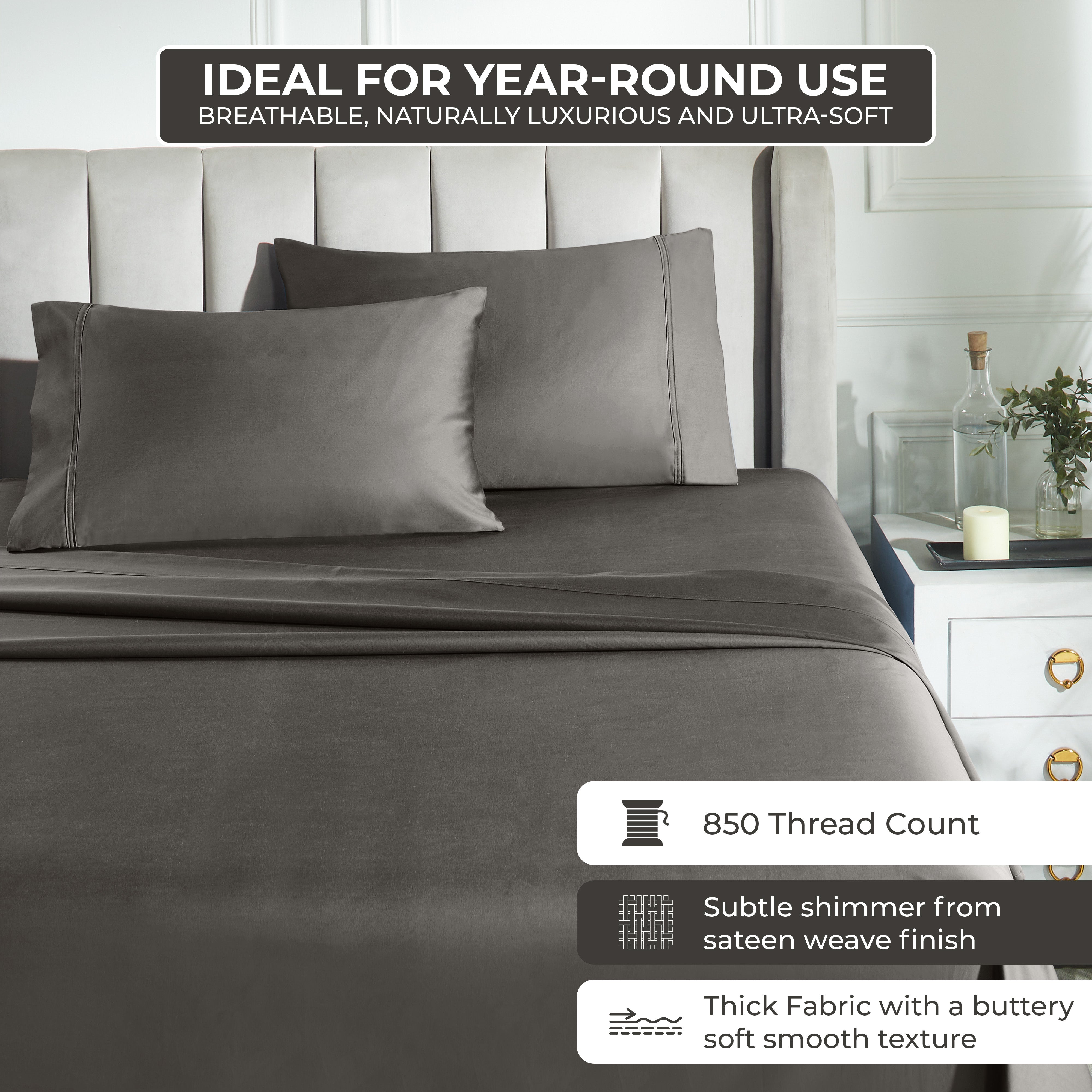 850 Thread Count Cotton Solid Bed Sheet Set - Omnigoodsstore