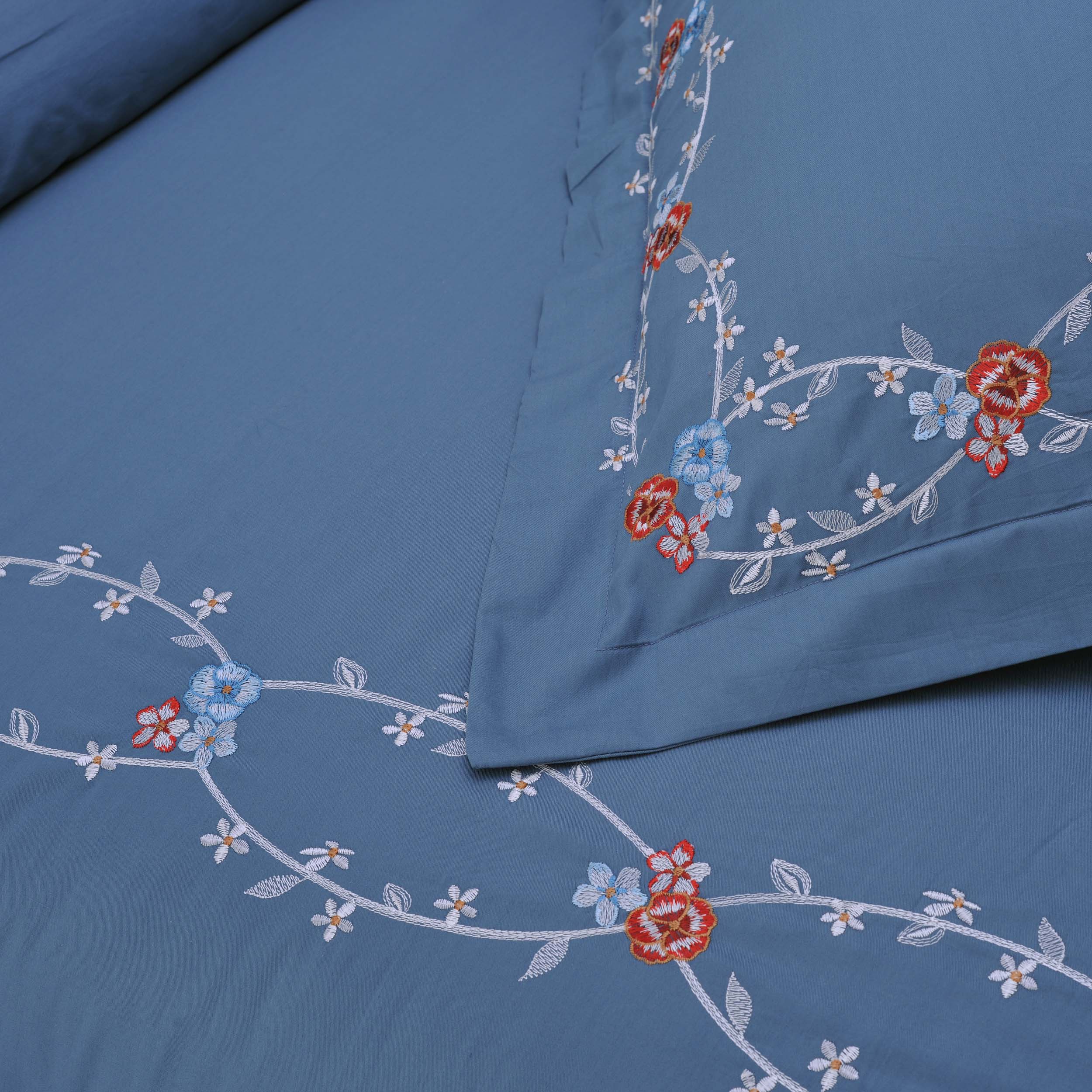 Helena Cotton Embroidered 3 Piece Duvet Cover Set - Omnigoodsstore