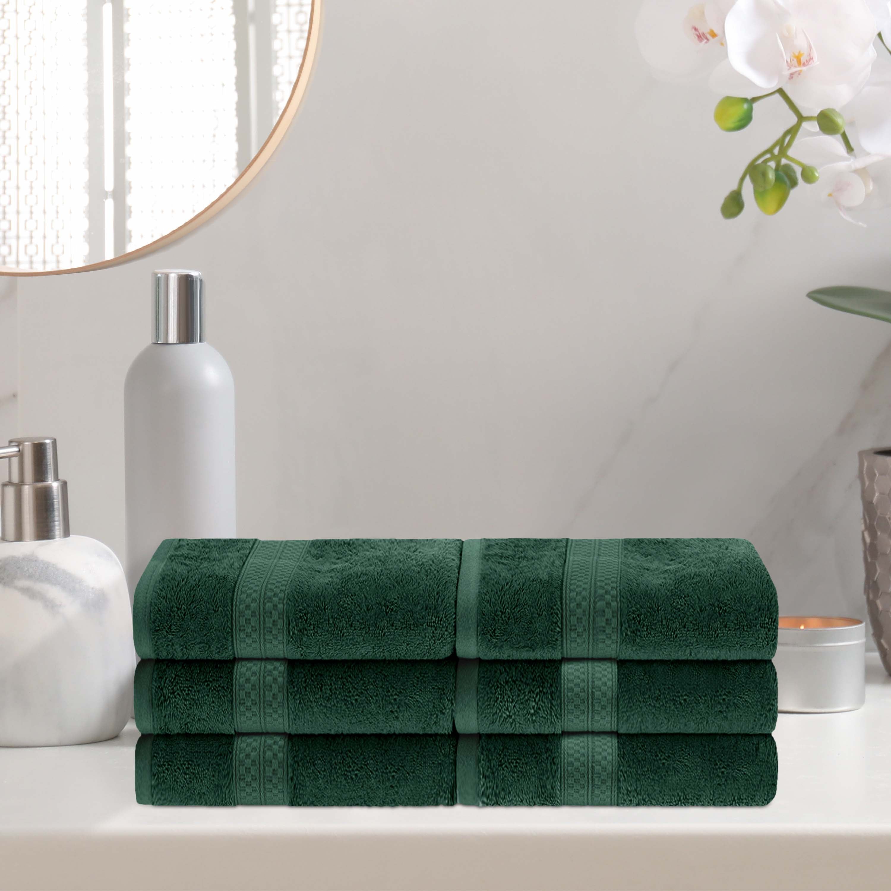 Rayon from Bamboo Blend Solid 6 Piece Hand Towel Set - Omnigoodsstore
