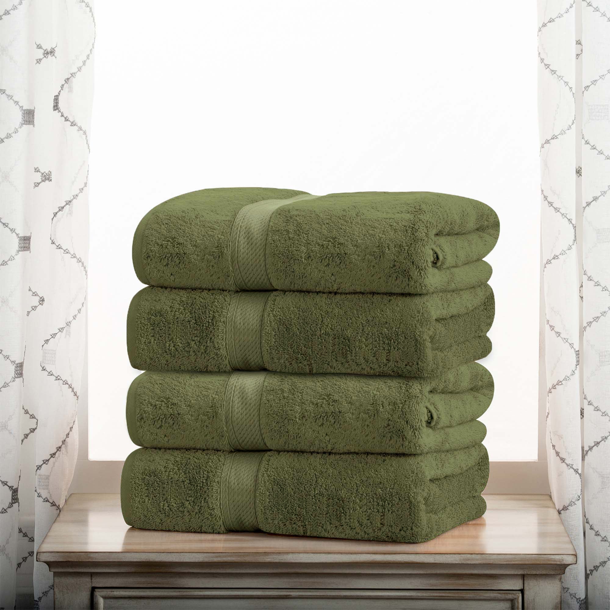 Egyptian Cotton Pile Plush Heavyweight Soft 4 Piece Bath Towel Set - Omnigoodsstore