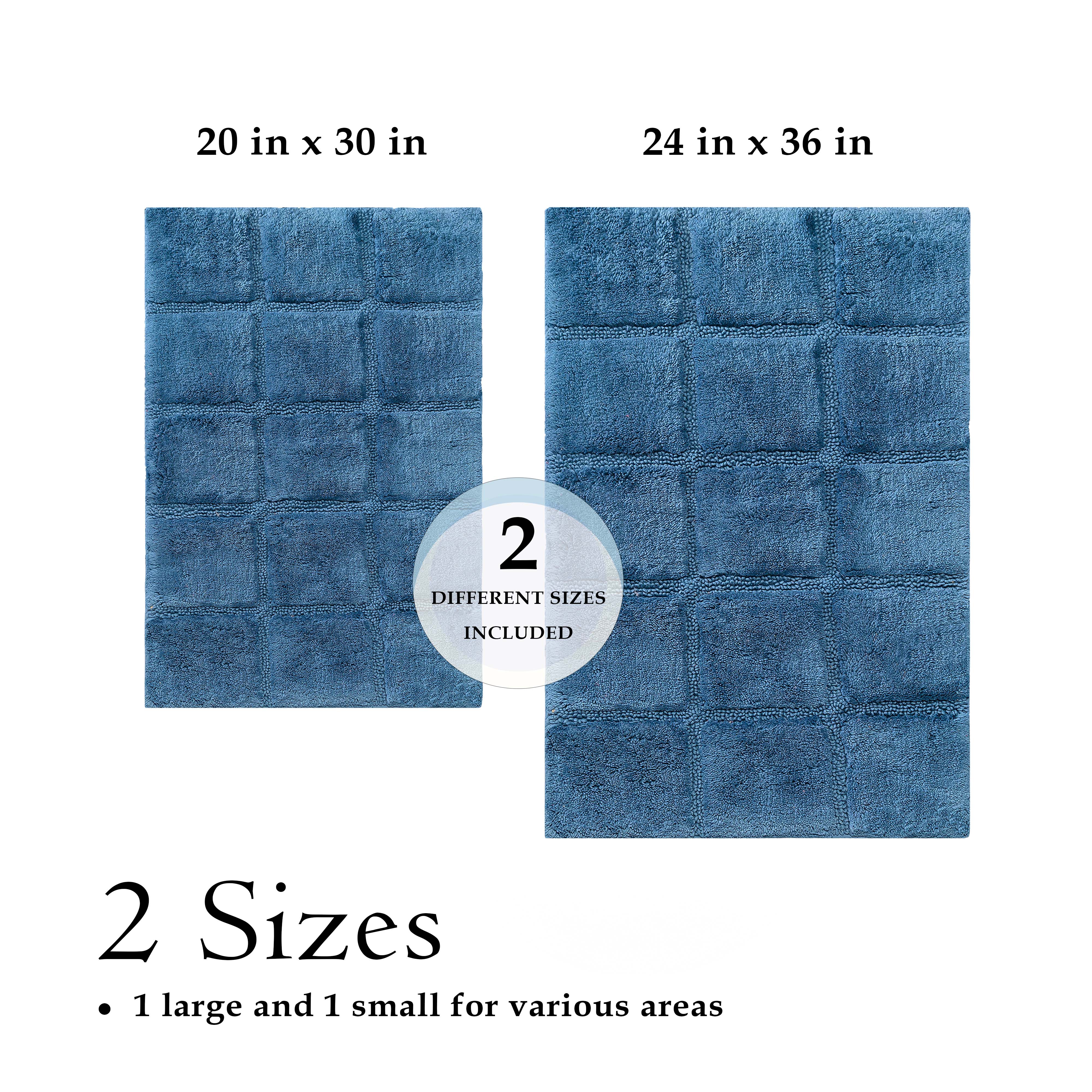 Solid Cotton 2 Piece Checkered Non Slip Bath Rug Set - Omnigoodsstore