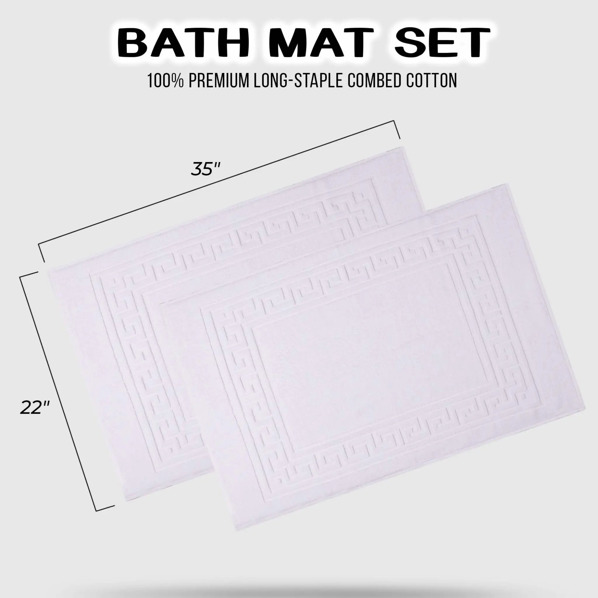 Cotton 2 Piece Greek Key Border Super Absorbent Bath Mat Set