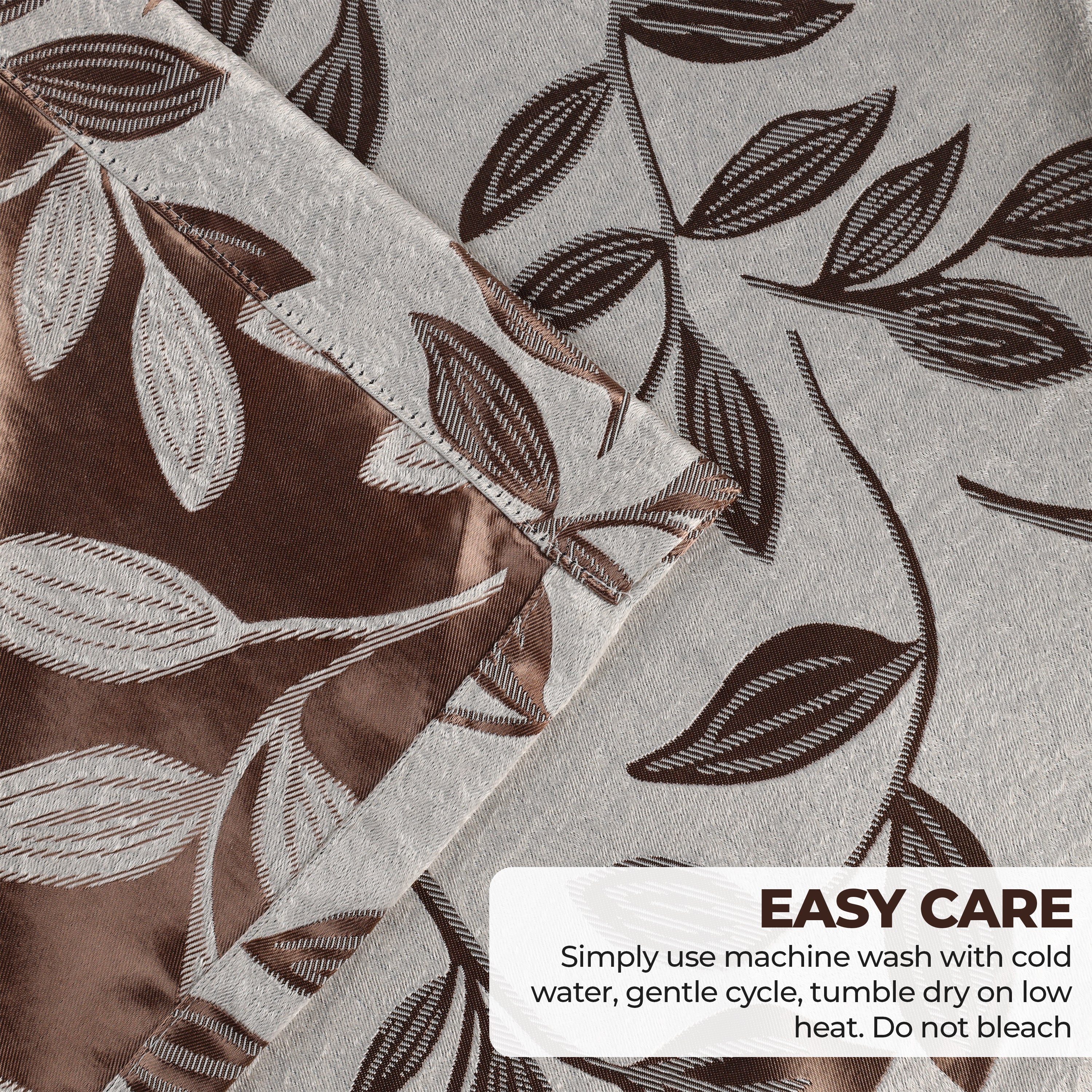 Leaves Machine Washable Room Darkening Blackout Curtains, Set of 2 - Omnigoodsstore