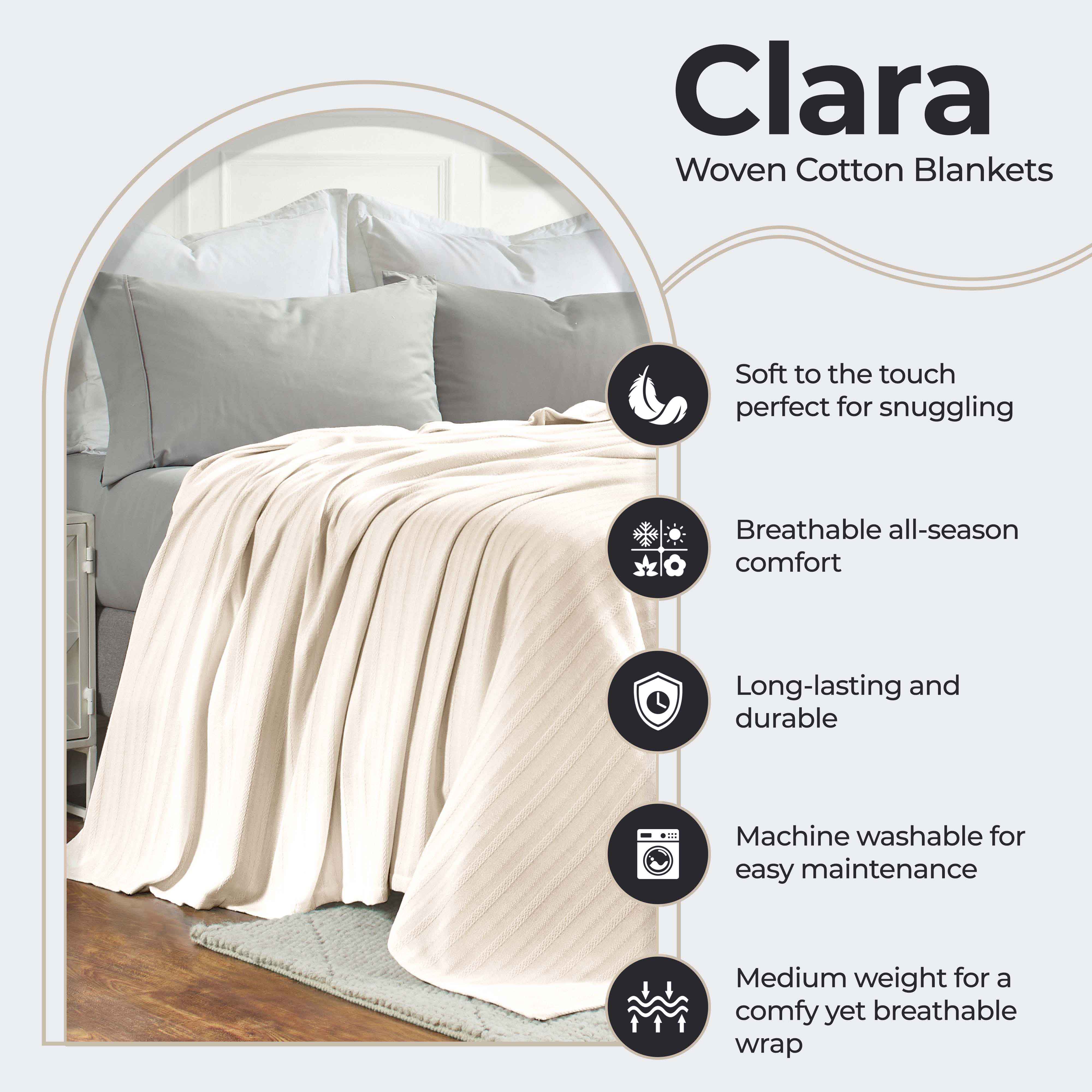 Clara Cotton Textured Striped Lightweight Woven Blanket - Omnigoodsstore