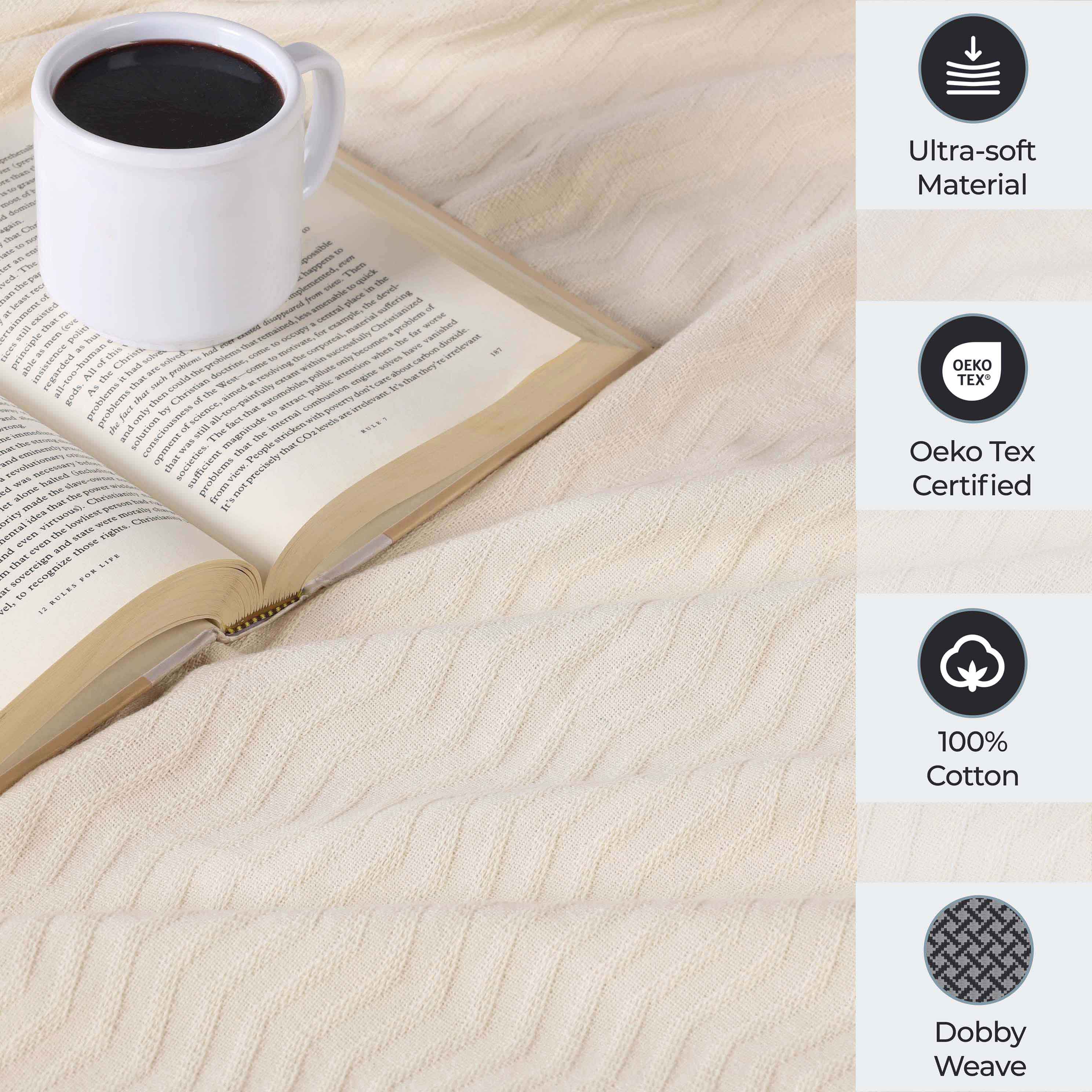 Jena Cotton Textured Chevron Lightweight Woven Blanket - Omnigoodsstore