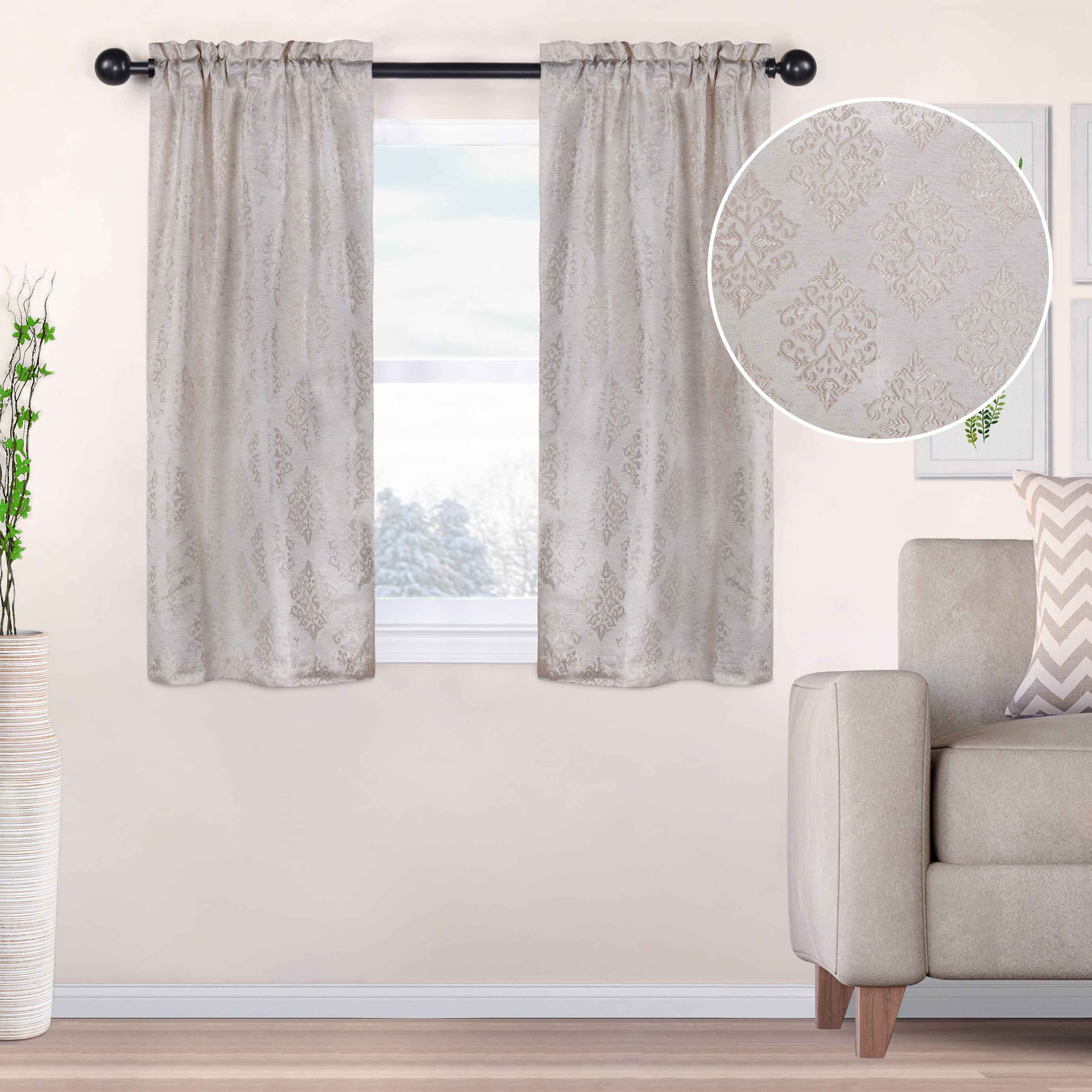 Venetian Damask Jacquard Curtain Panels, Set of 2 - Omnigoodsstore