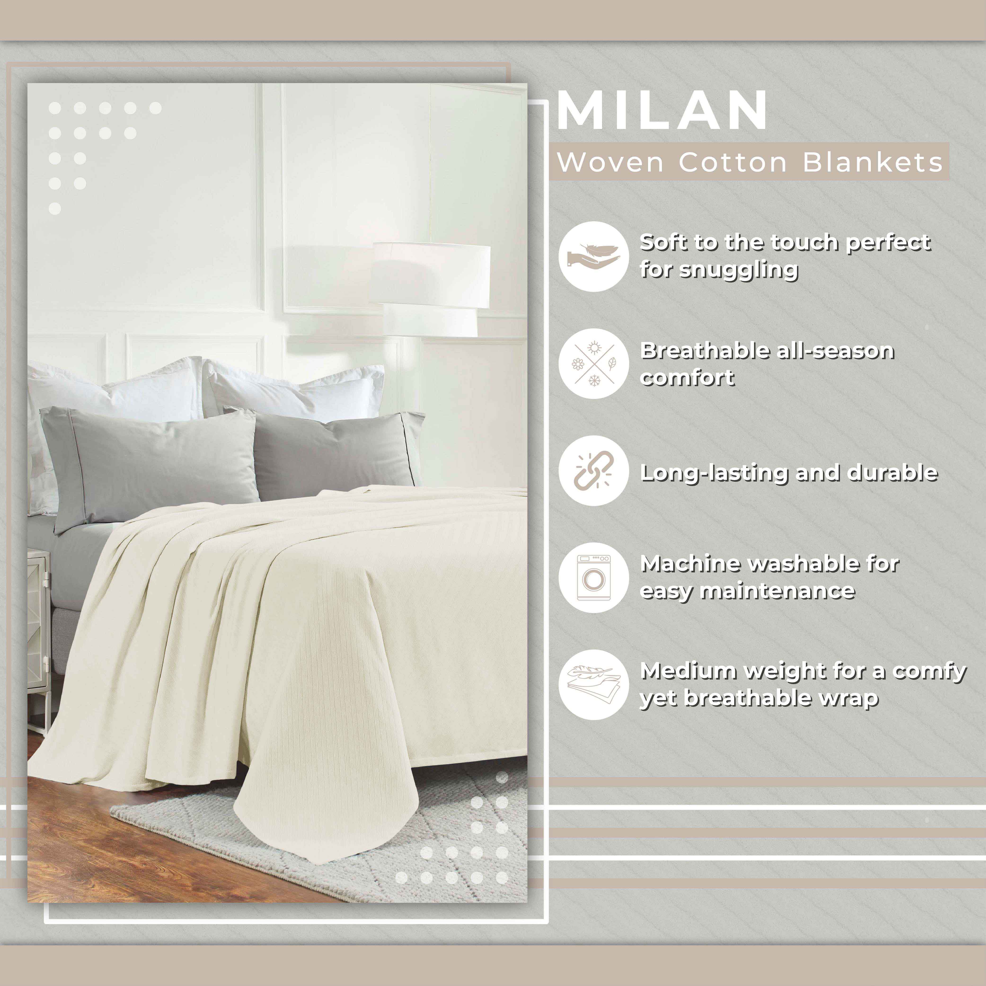 Milan Cotton Textured Striped Lightweight Woven Blanket - Omnigoodsstore