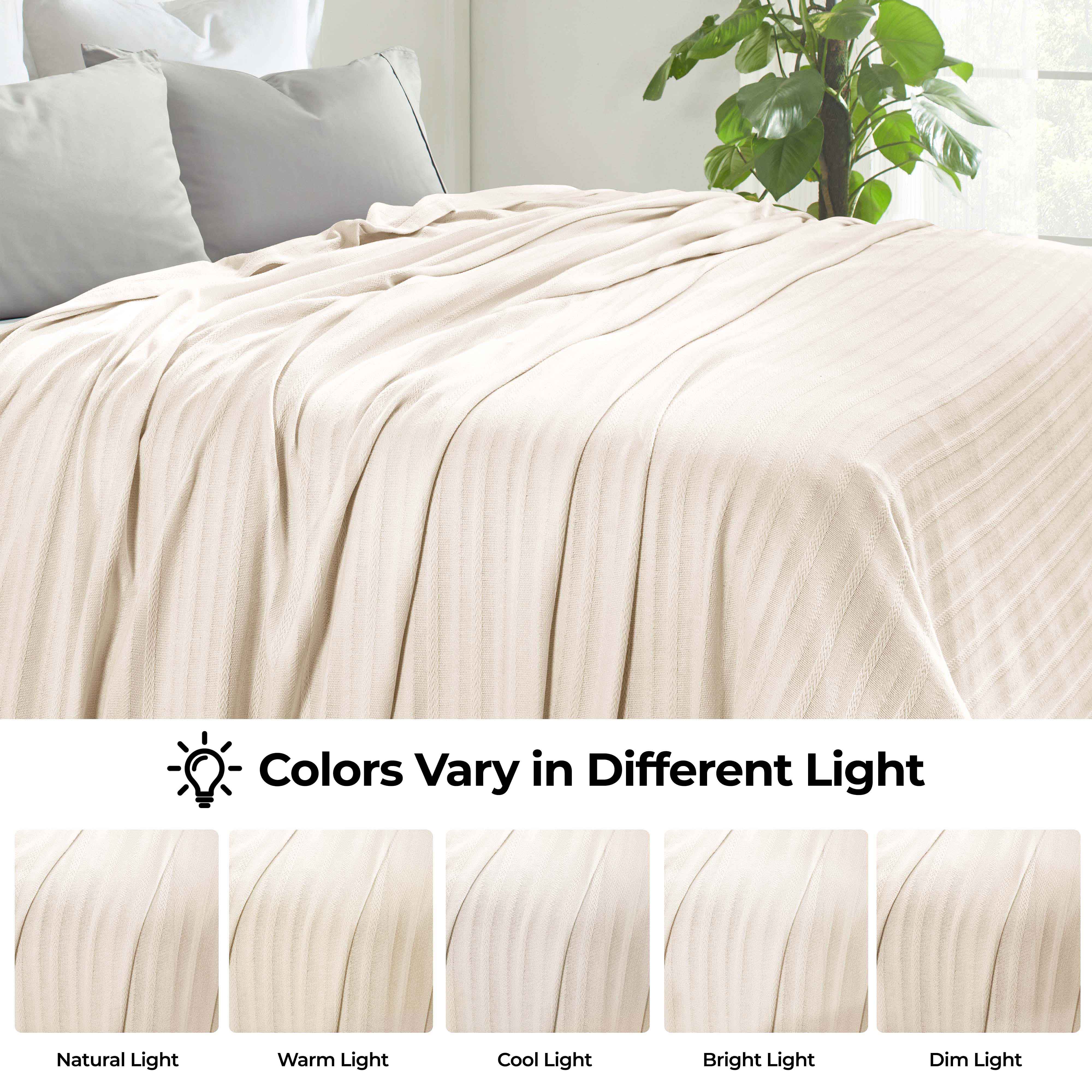 Clara Cotton Textured Striped Lightweight Woven Blanket - Omnigoodsstore