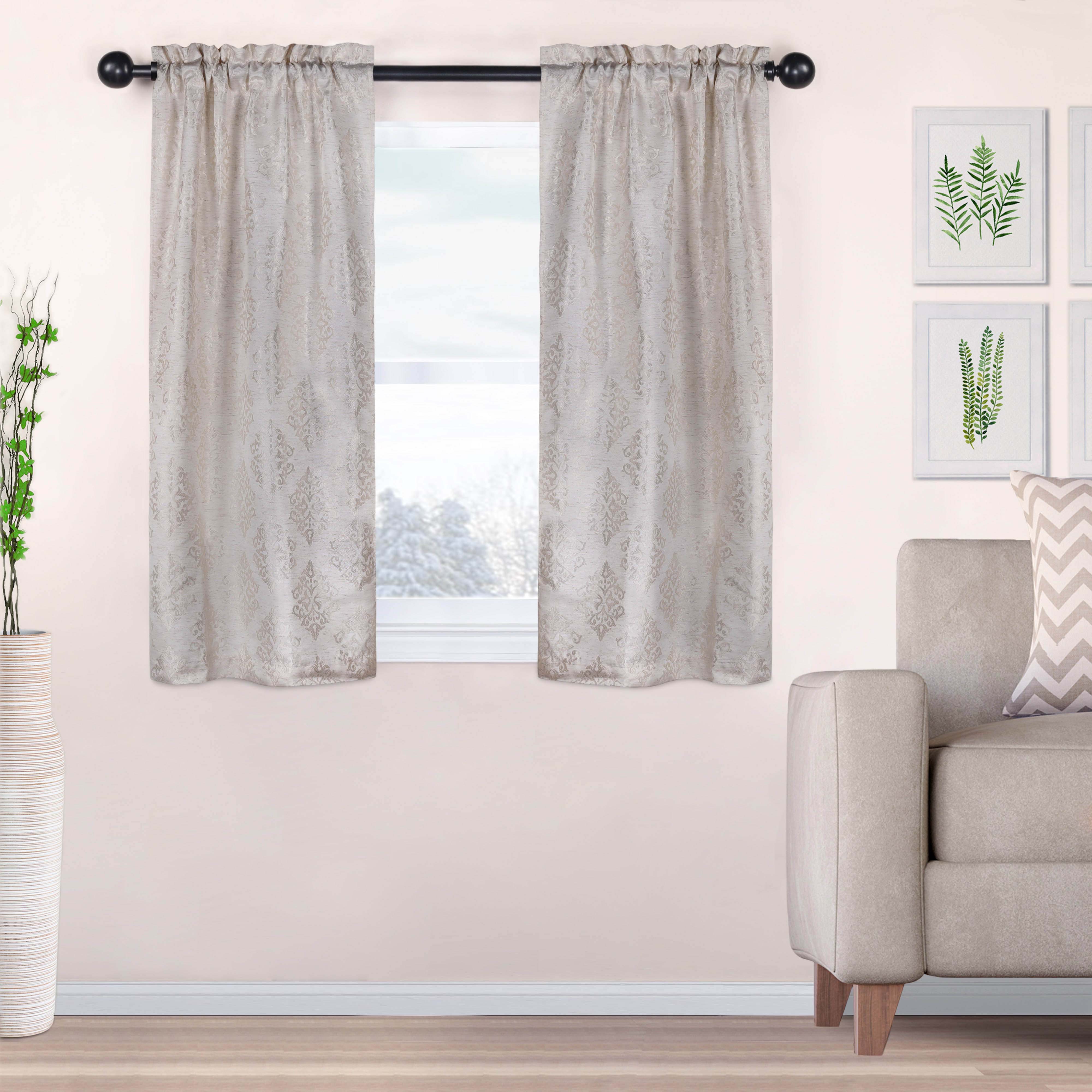 Venetian Damask Jacquard Curtain Panels, Set of 2 - Omnigoodsstore