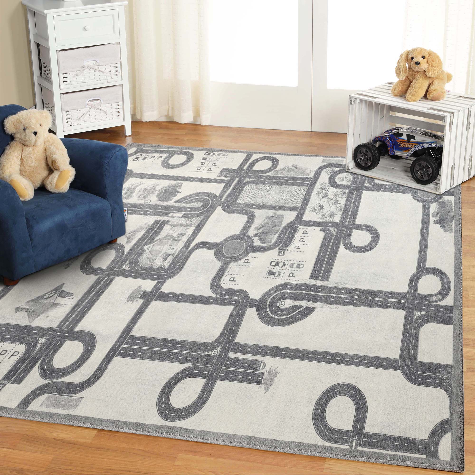 Country Road Non-Slip Kids Playroom Nursery Washable Indoor Area Rug - Omnigoodsstore