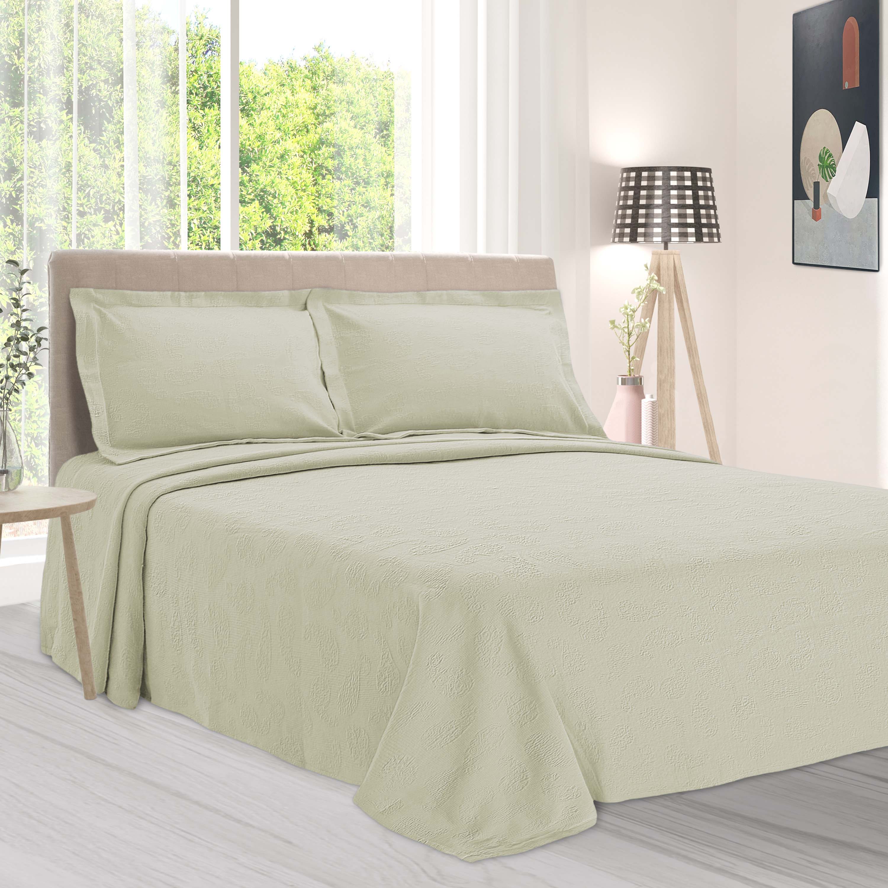 Jacquard Matelassé Paisley Floral Cotton Bedspread Set - Omnigoodsstore