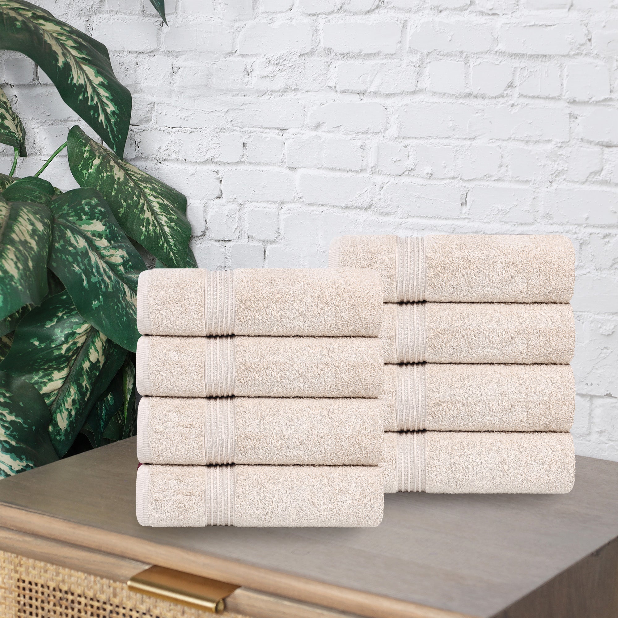 Egyptian Cotton Highly Absorbent Solid Ultra Soft Hand Towel Set of 8 - Omnigoodsstore