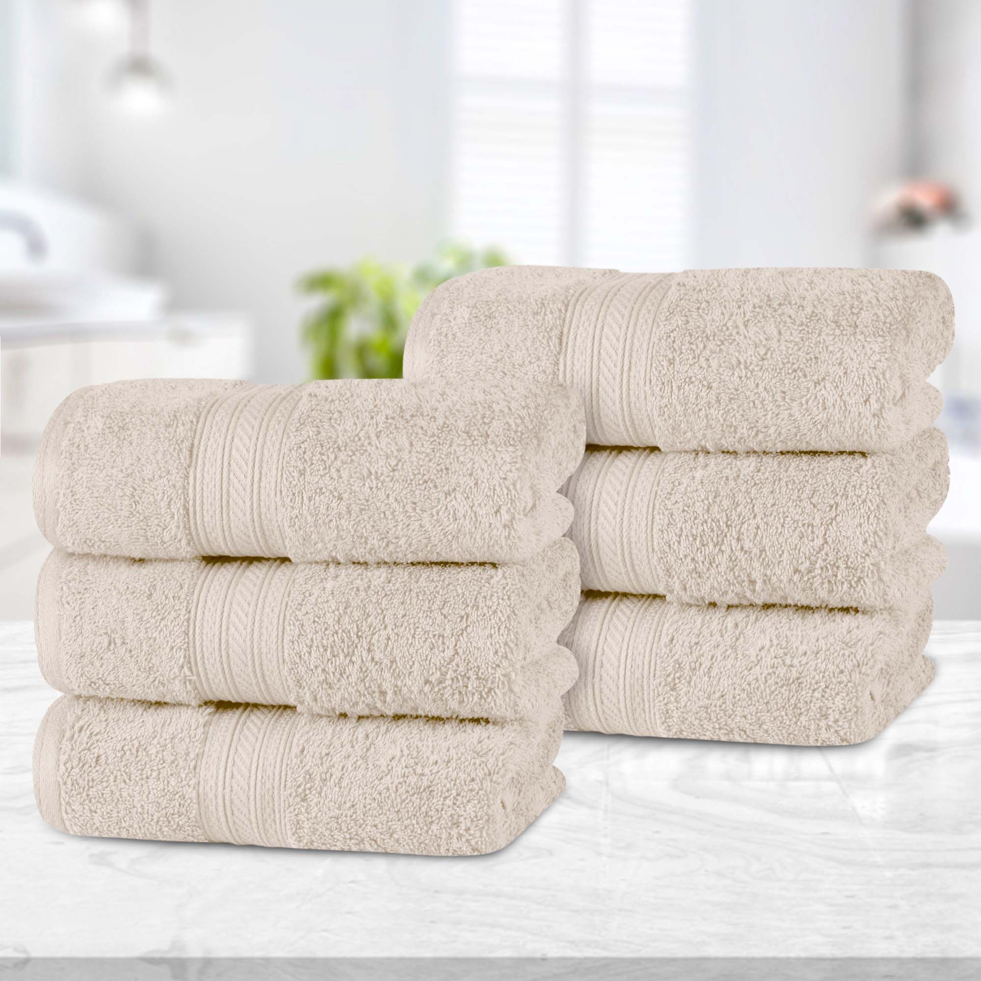 Atlas Cotton Plush Absorbent Heavyweight Luxury Hand Towel Set of 6 - Omnigoodsstore