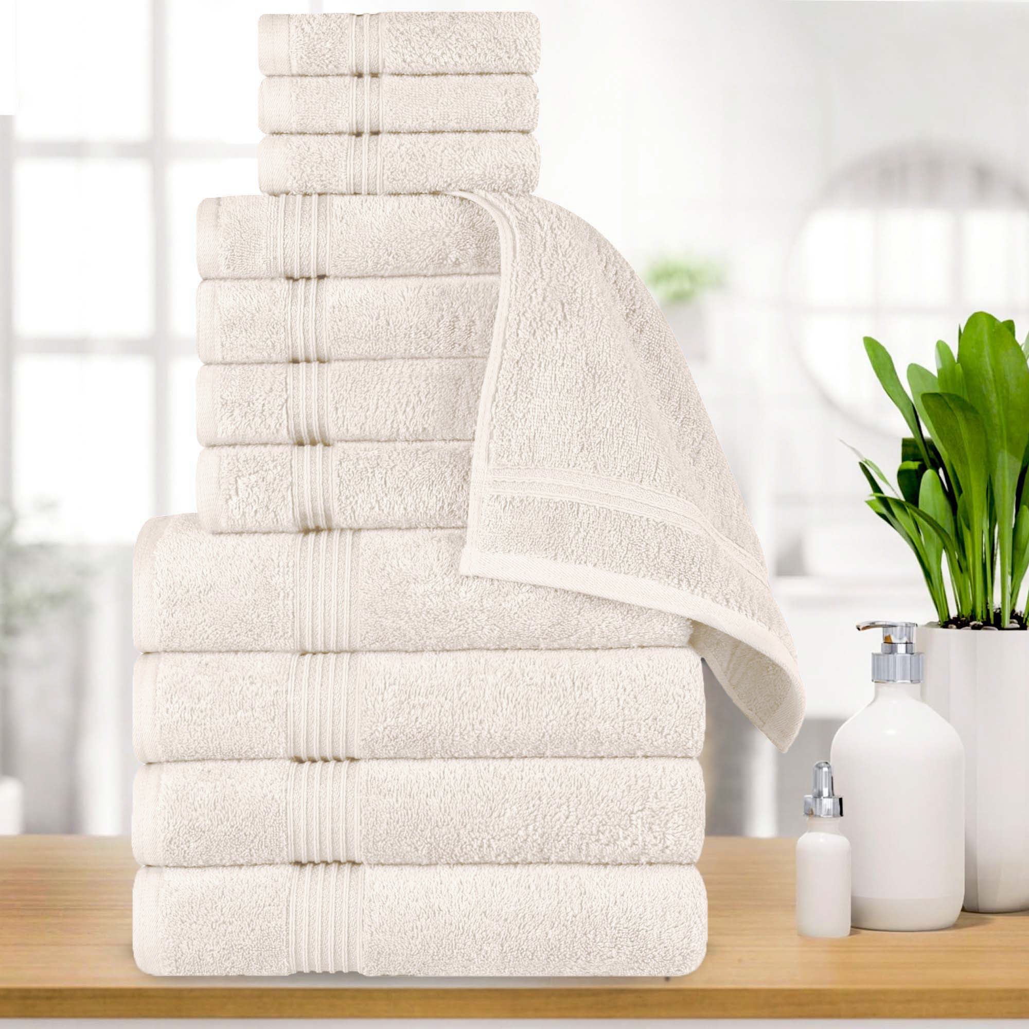 Egyptian Cotton Highly Absorbent Solid 12-Piece Ultra Soft Towel Set - Omnigoodsstore