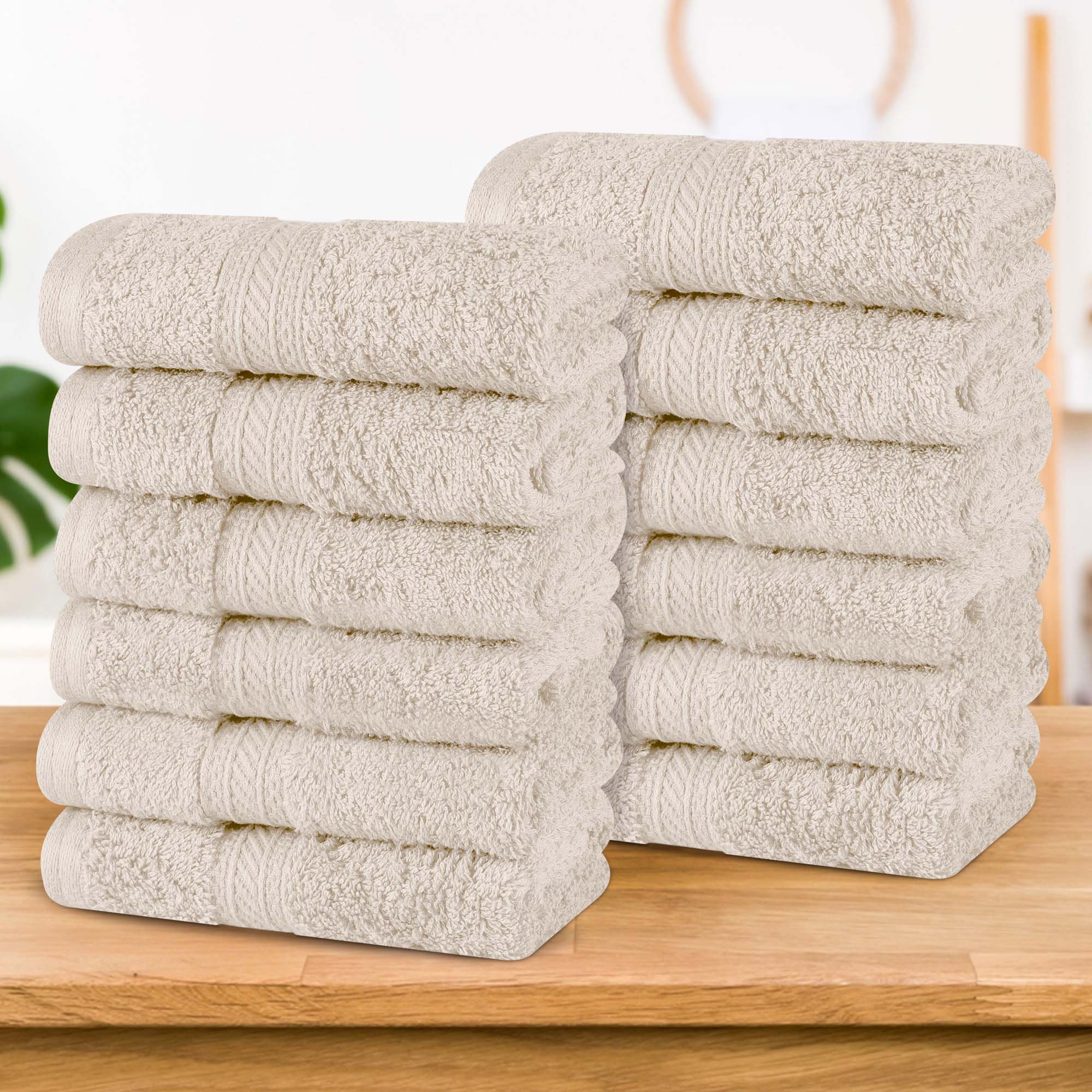 Atlas Cotton Plush Heavyweight Luxury Face Towel Washcloth Set of 12 - Omnigoodsstore
