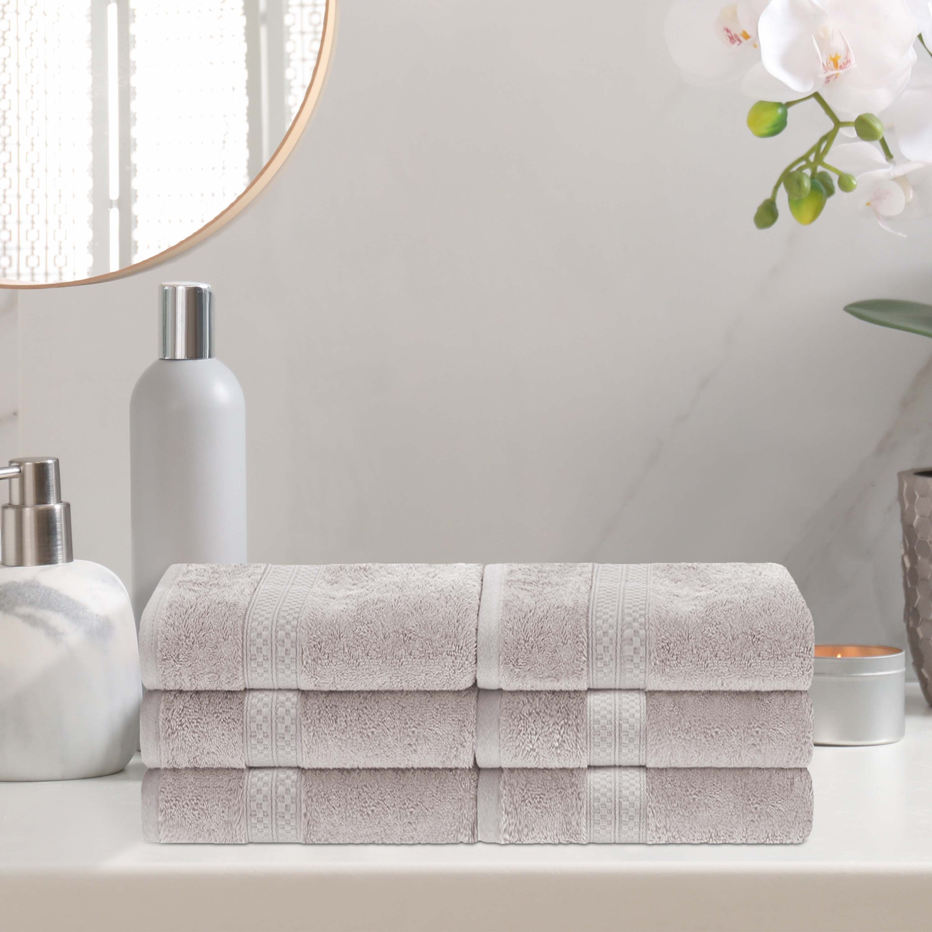 Rayon from Bamboo Blend Solid 6 Piece Hand Towel Set - Omnigoodsstore