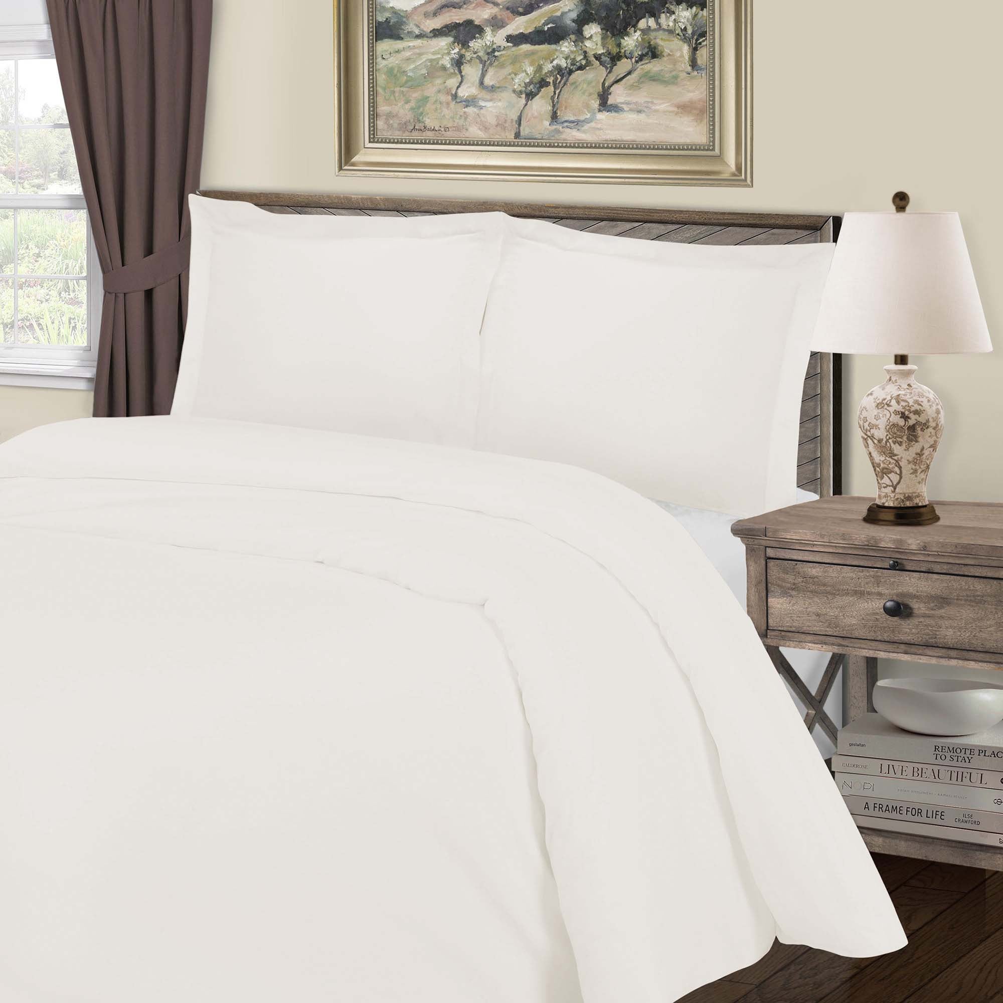 1000 Thread Count Cotton Blend Solid Duvet Cover Set - Omnigoodsstore