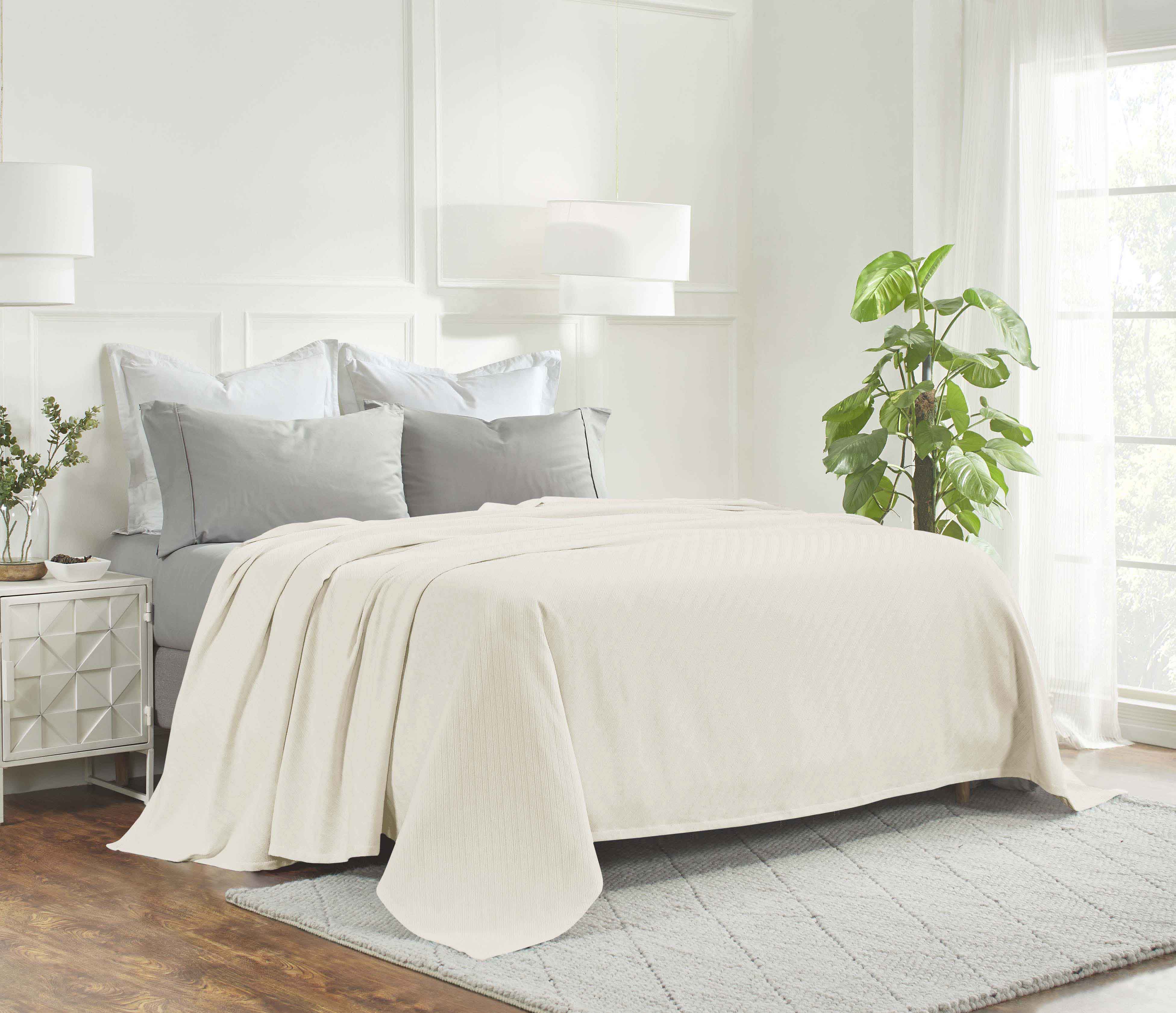 Milan Cotton Textured Striped Lightweight Woven Blanket - Omnigoodsstore