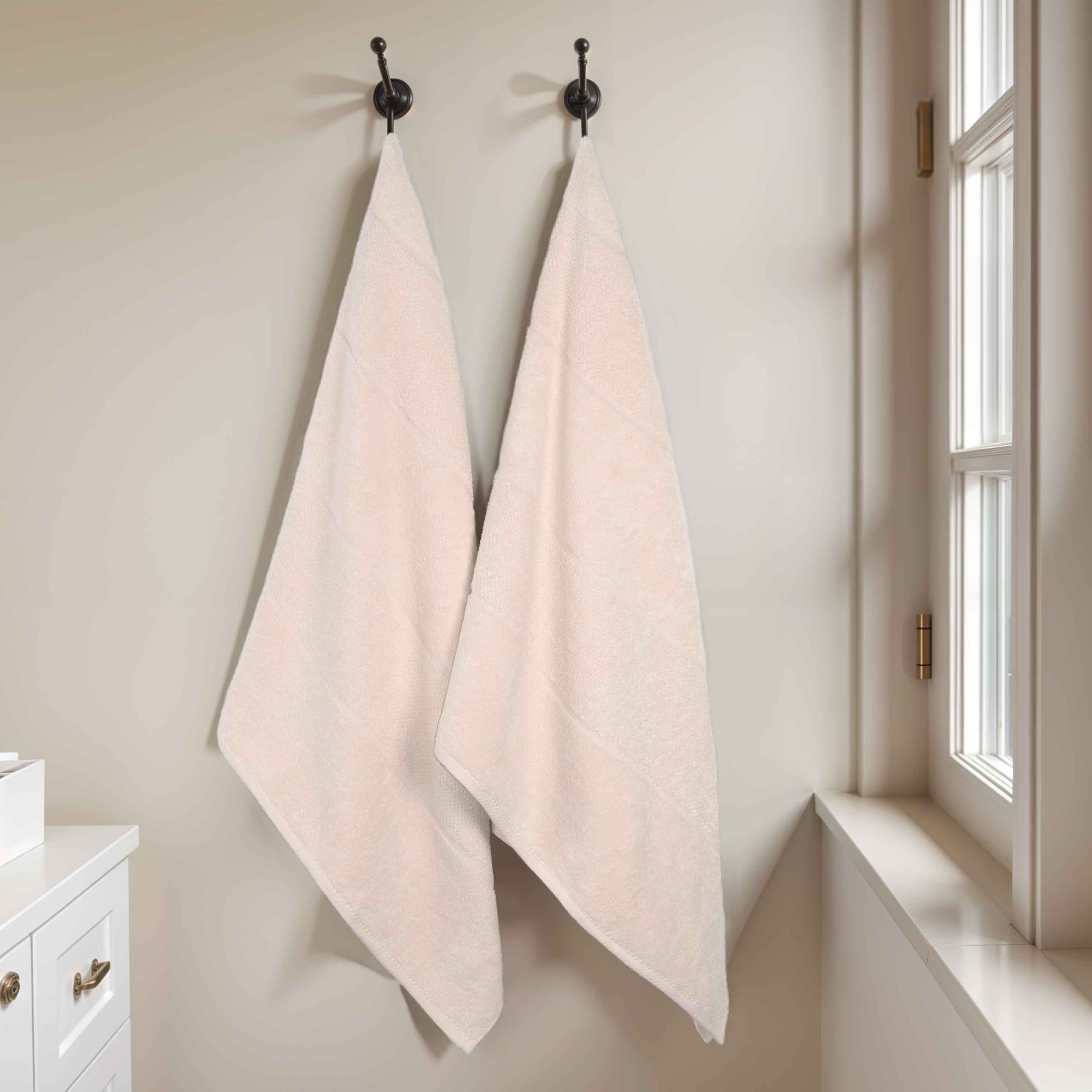 Mile Smart Twist Cotton Solid Broad Border Bath Sheets, Set of 2 - Omnigoodsstore