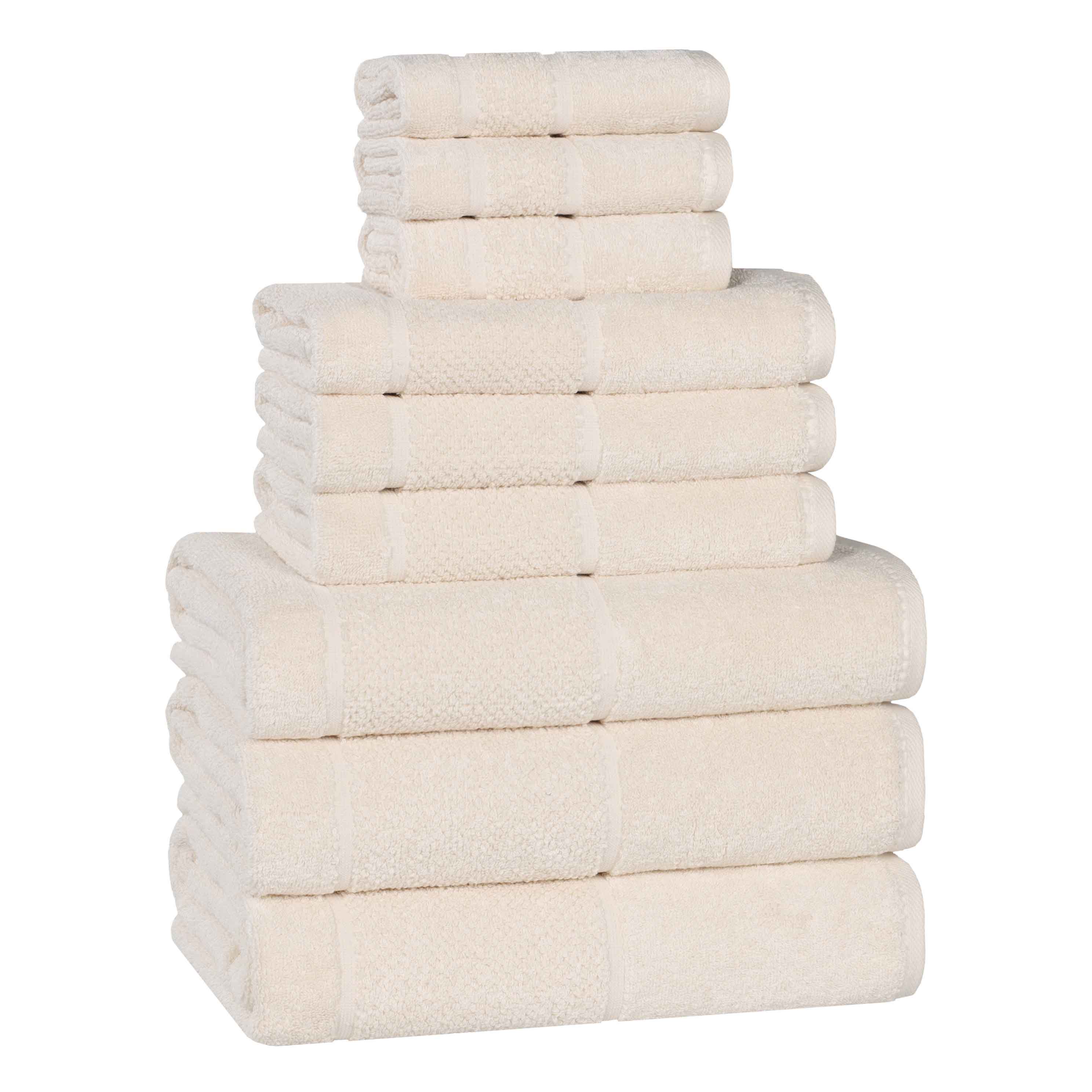 Mile Smart Twist Cotton Solid Broad Border 9 Piece Towel Set - Omnigoodsstore