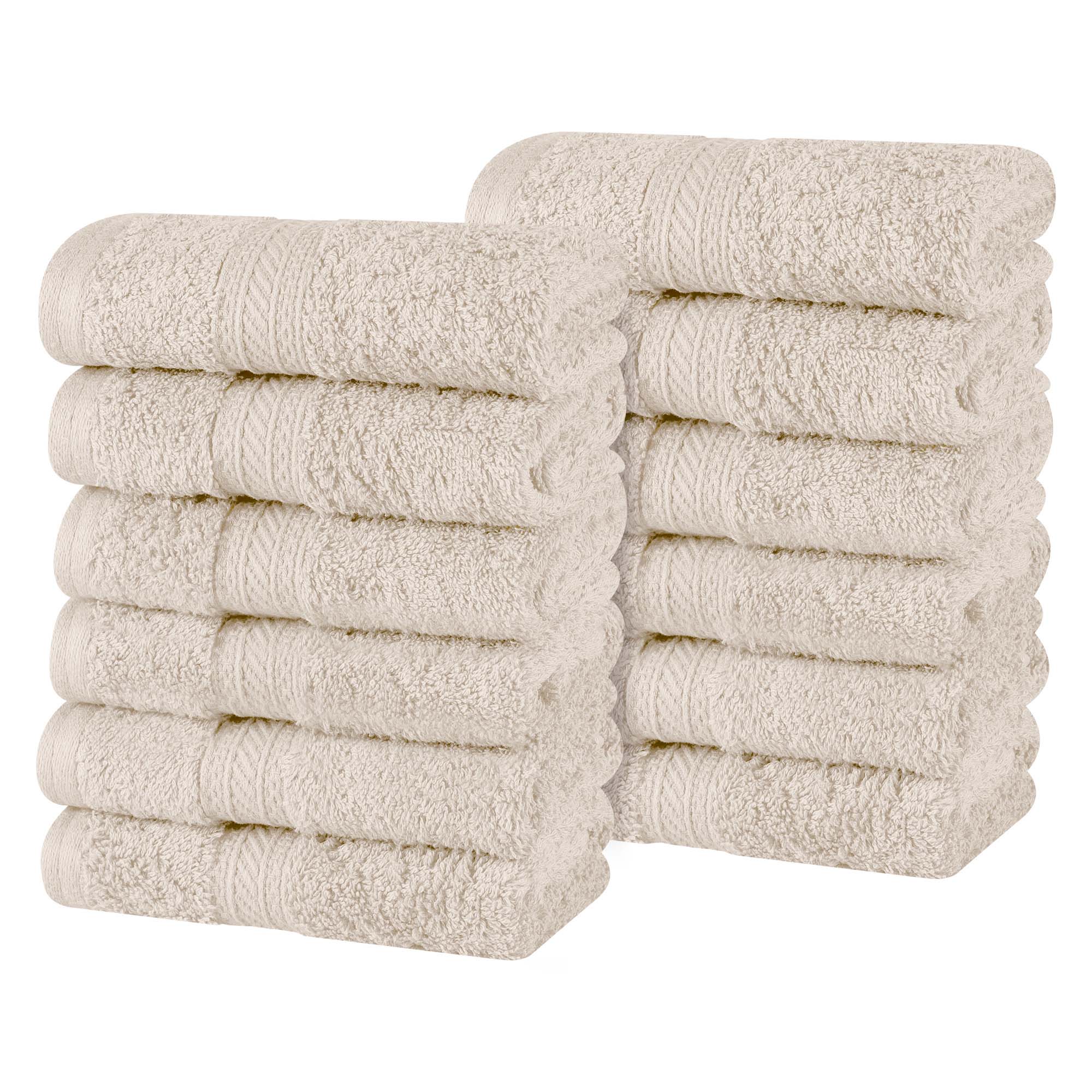 Atlas Cotton Plush Heavyweight Luxury Face Towel Washcloth Set of 12 - Omnigoodsstore
