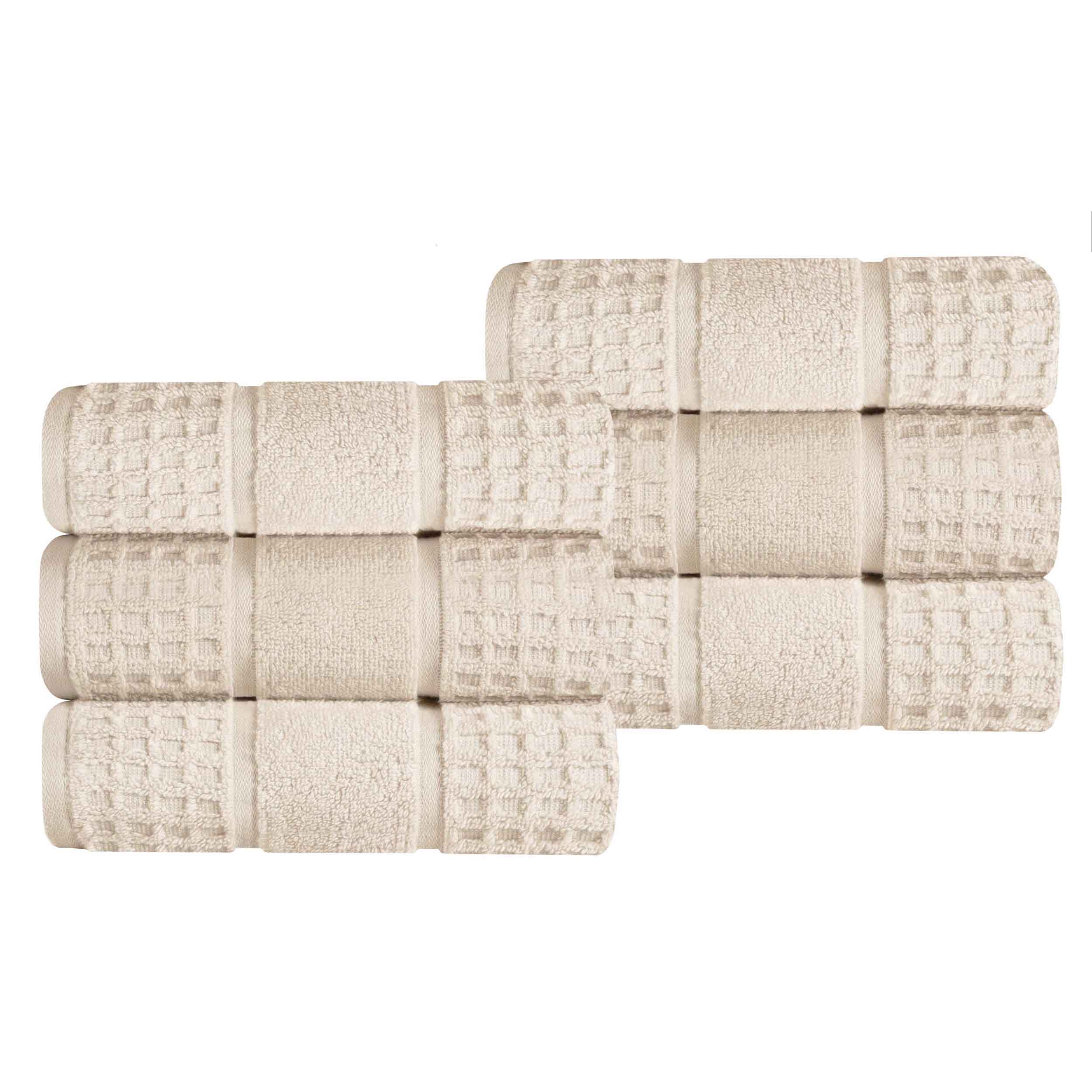 Zero Twist Cotton Waffle Honeycomb Soft Absorbent Hand Towel Set of 6 - Omnigoodsstore