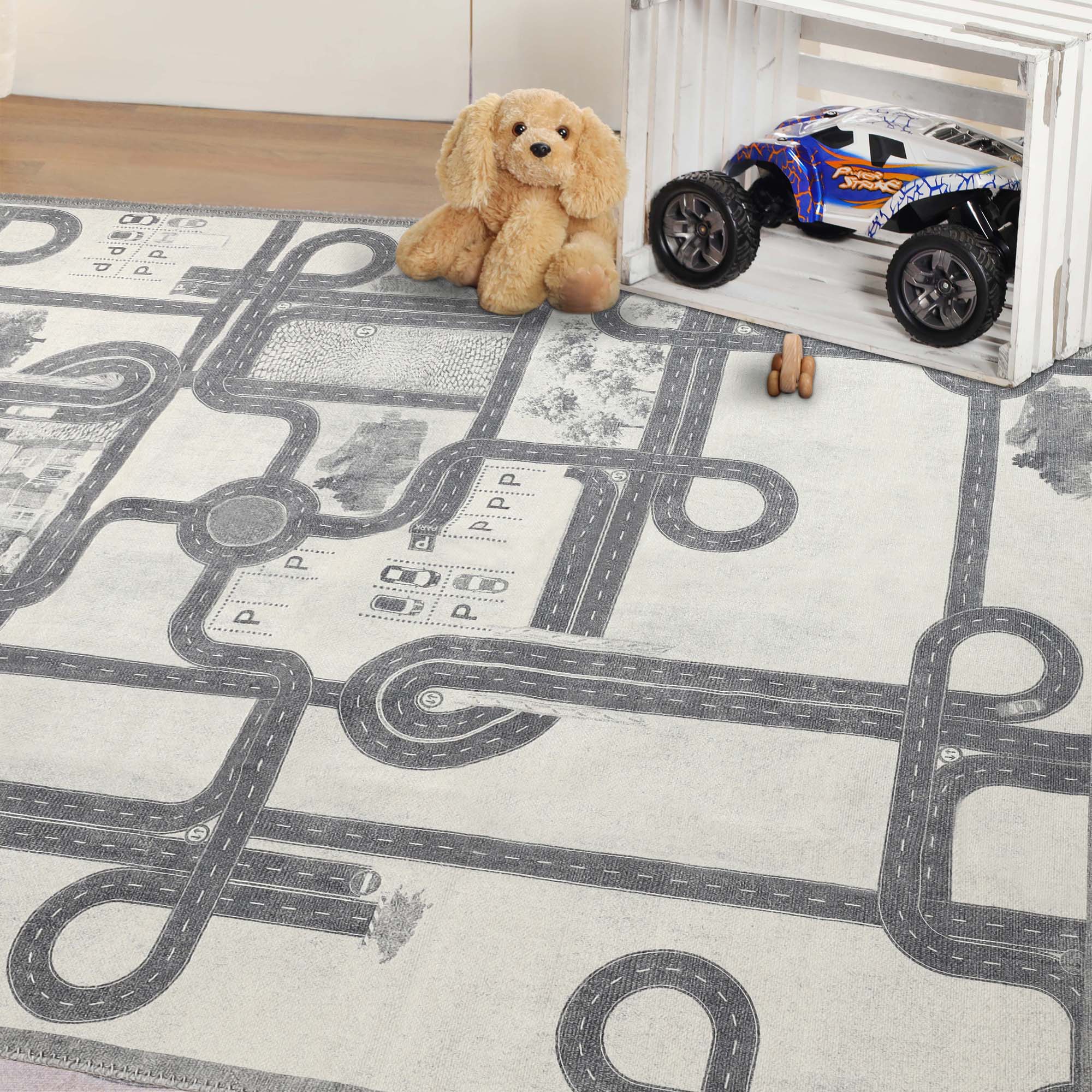 Country Road Non-Slip Kids Playroom Nursery Washable Indoor Area Rug - Omnigoodsstore