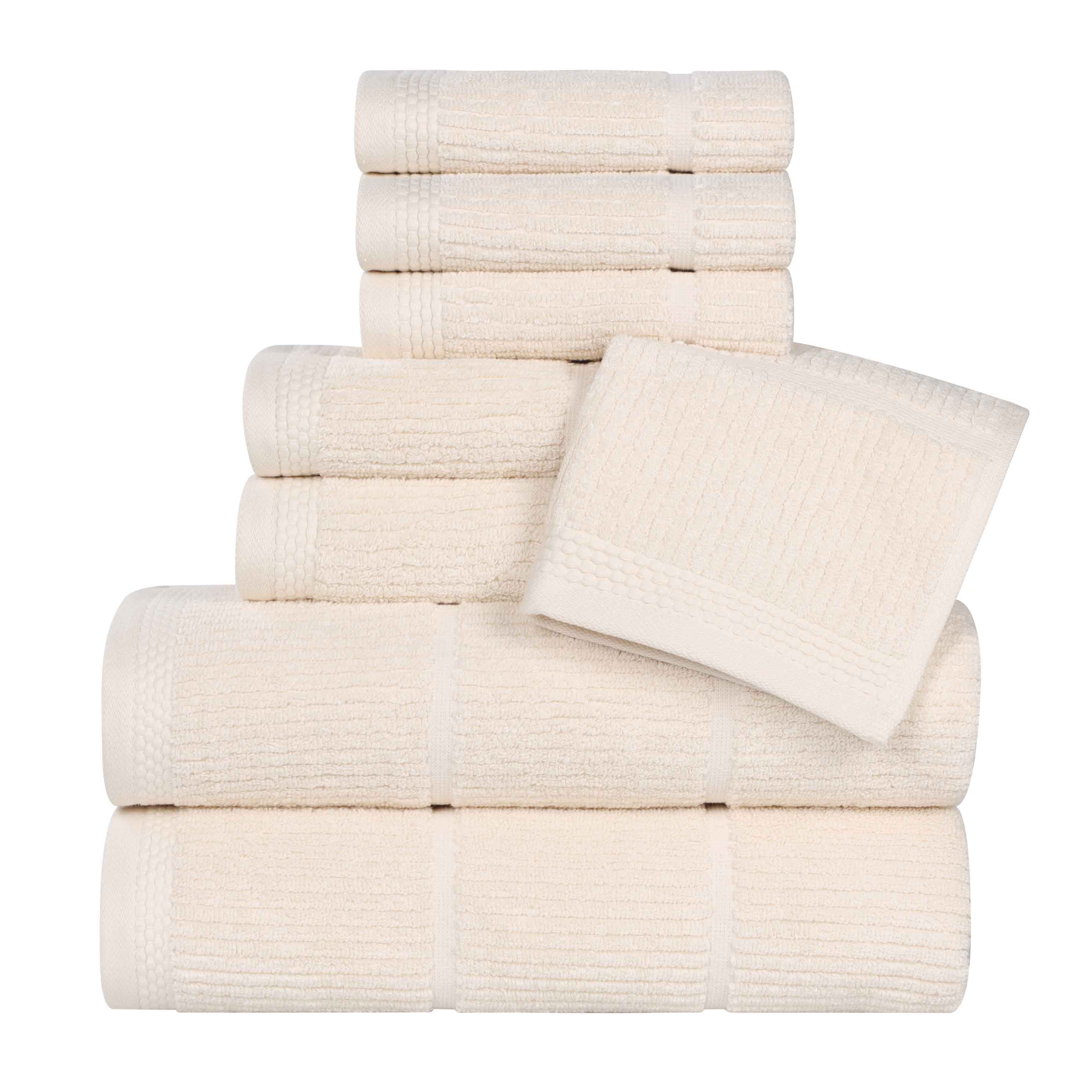 Milo Smart Twist Cotton Solid Ribbed Design 8 Piece Towel Set - Omnigoodsstore