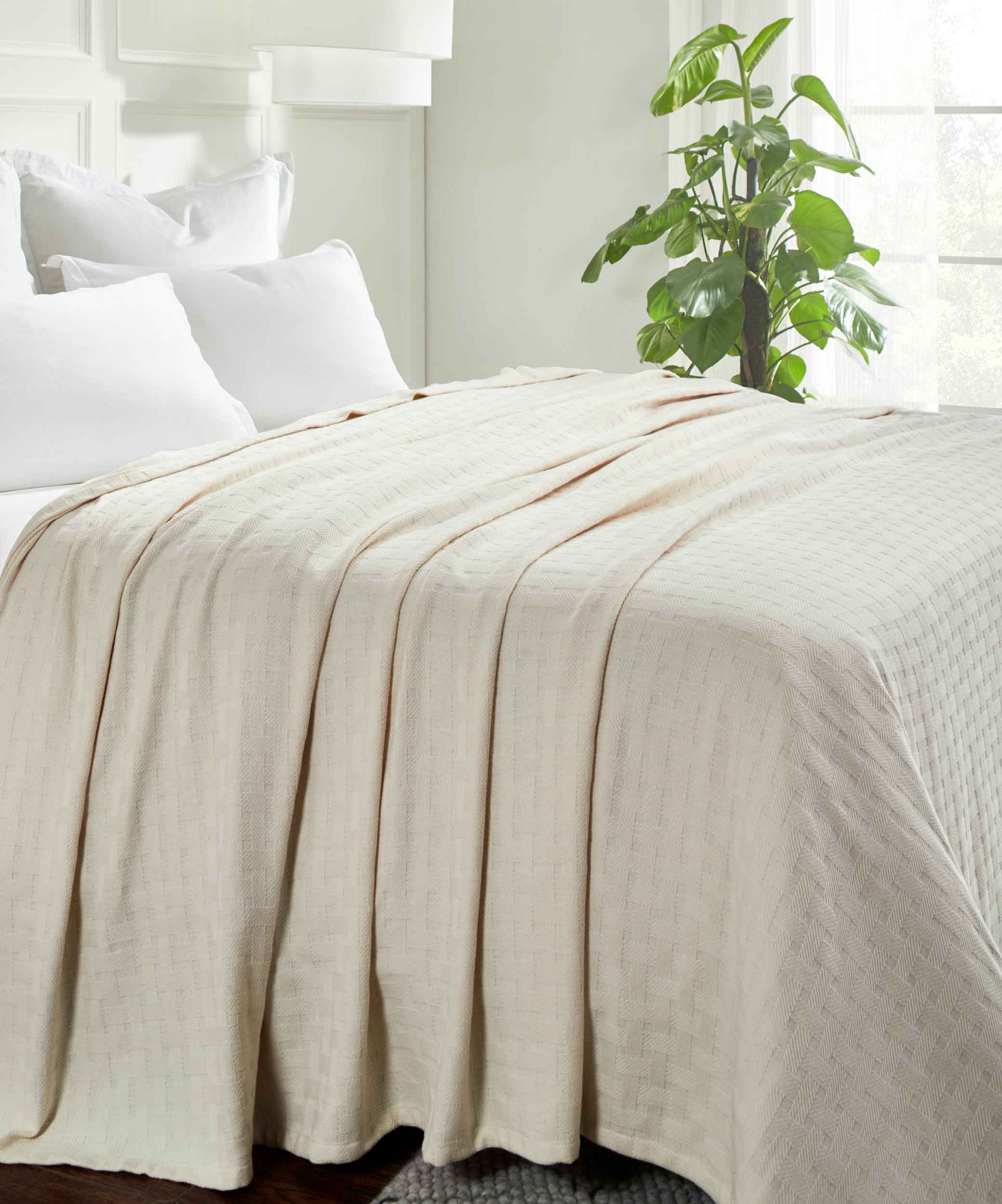 Basketweave All Season Cotton Bed Blanket & Sofa Throw - Omnigoodsstore