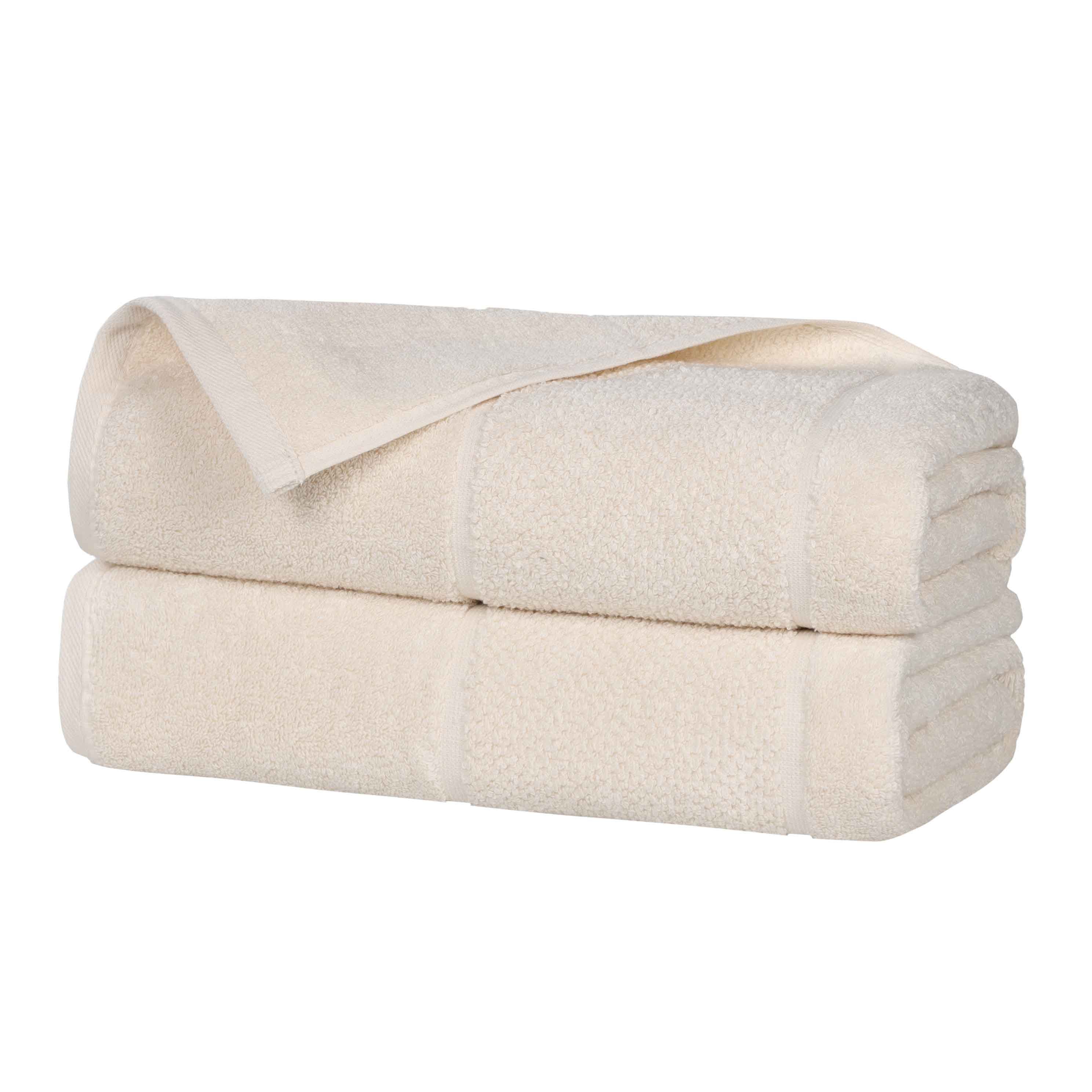 Mile Smart Twist Cotton Solid Broad Border Bath Sheets, Set of 2 - Omnigoodsstore