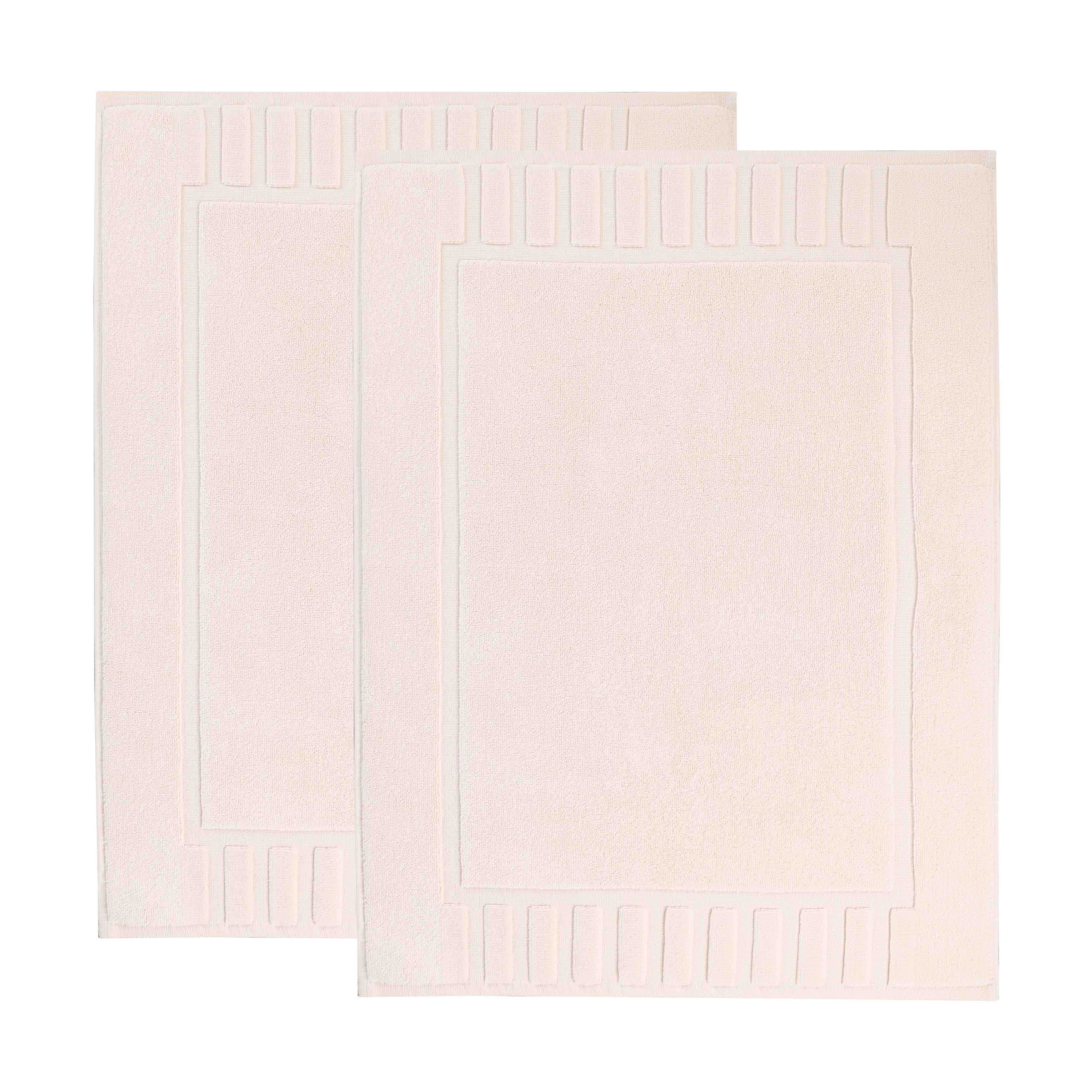 Leo Cotton Solid Modern Geometric Border Absorbent Bath Mat, Set of 2 - Omnigoodsstore