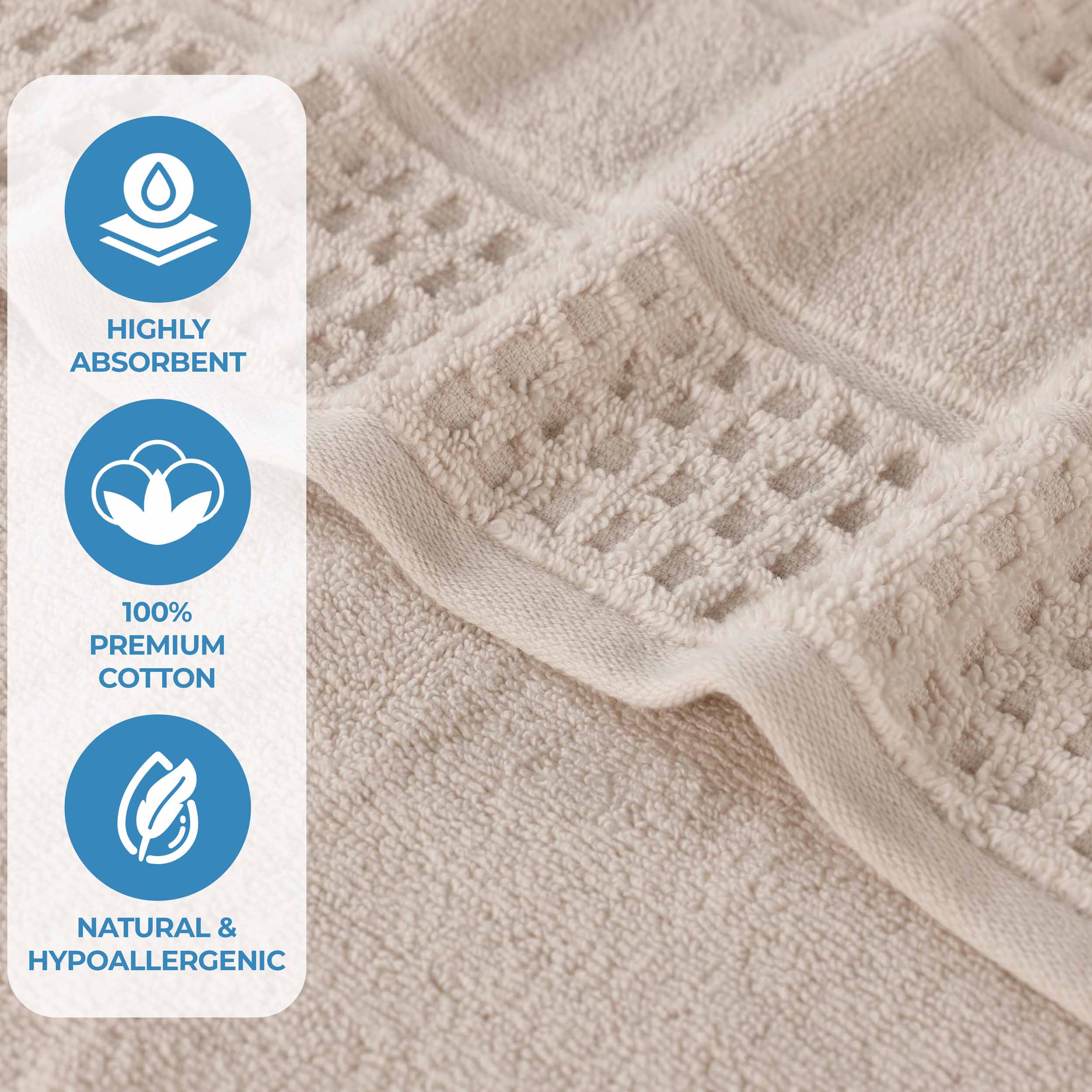 Zero Twist Cotton Waffle Honeycomb Soft Absorbent Hand Towel Set of 6 - Omnigoodsstore