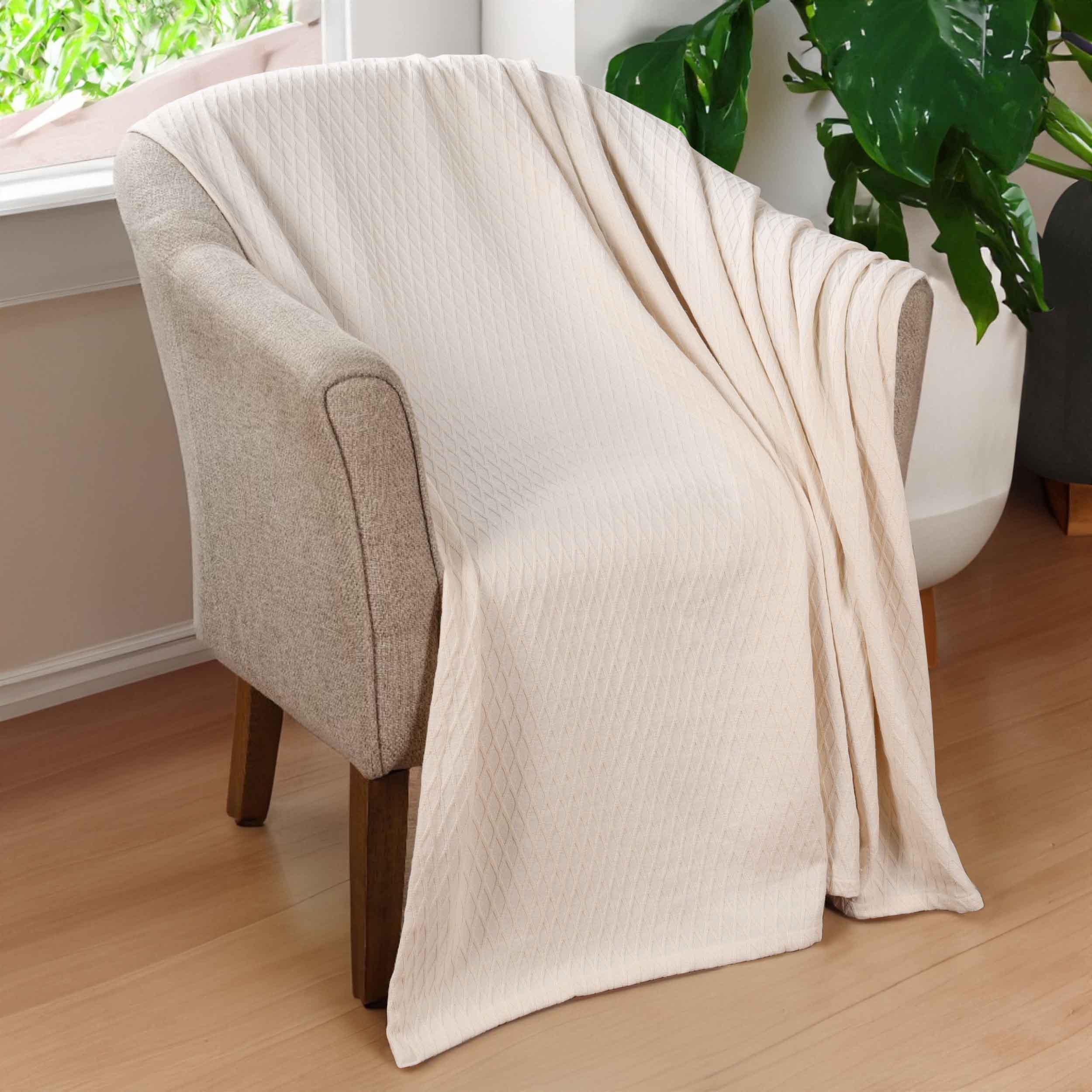 Cotton All Season Diamond Bed Blanket & Sofa Throw - Omnigoodsstore