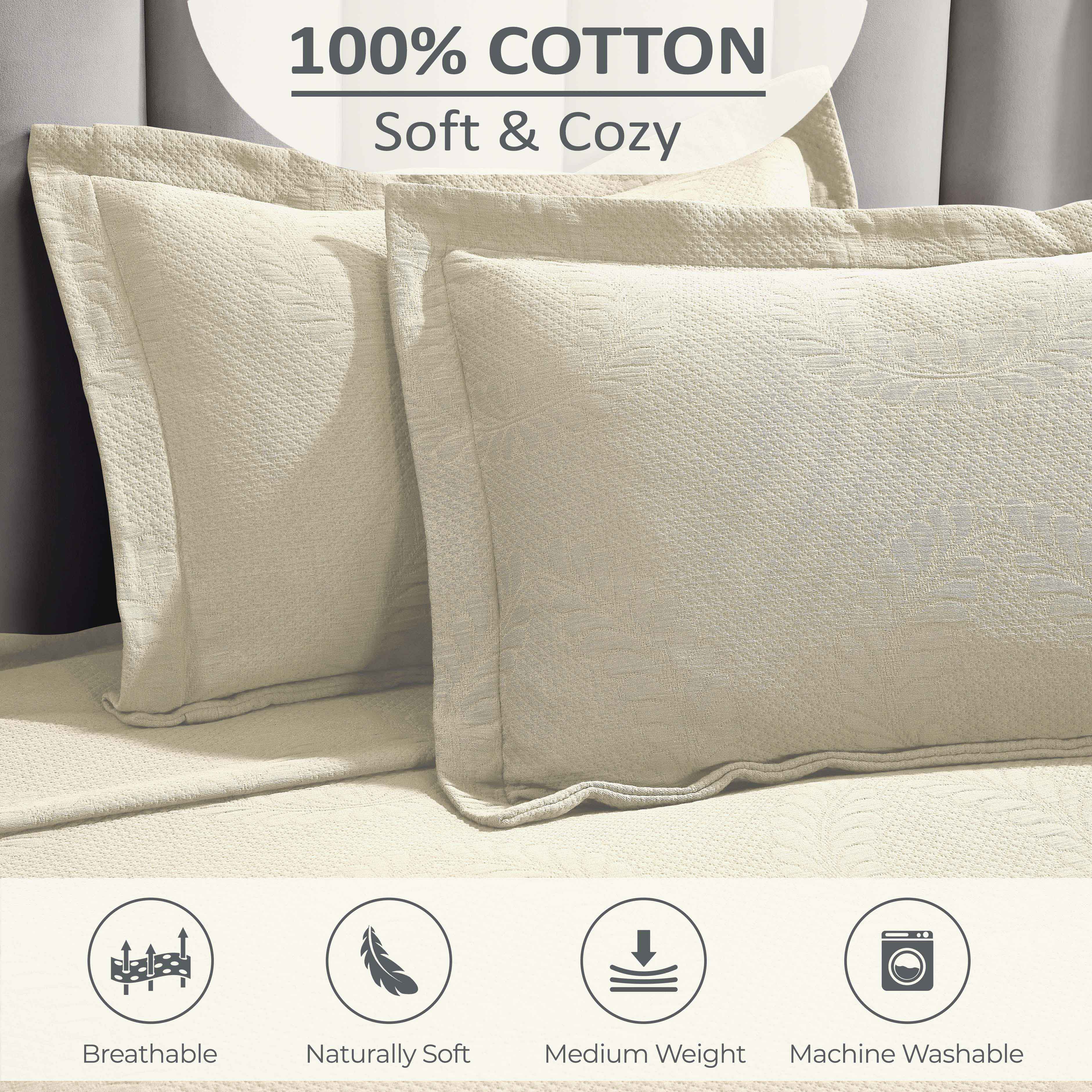 Peploi Cotton Medium Weight Matelasse Bedspread and Sham Set - Omnigoodsstore