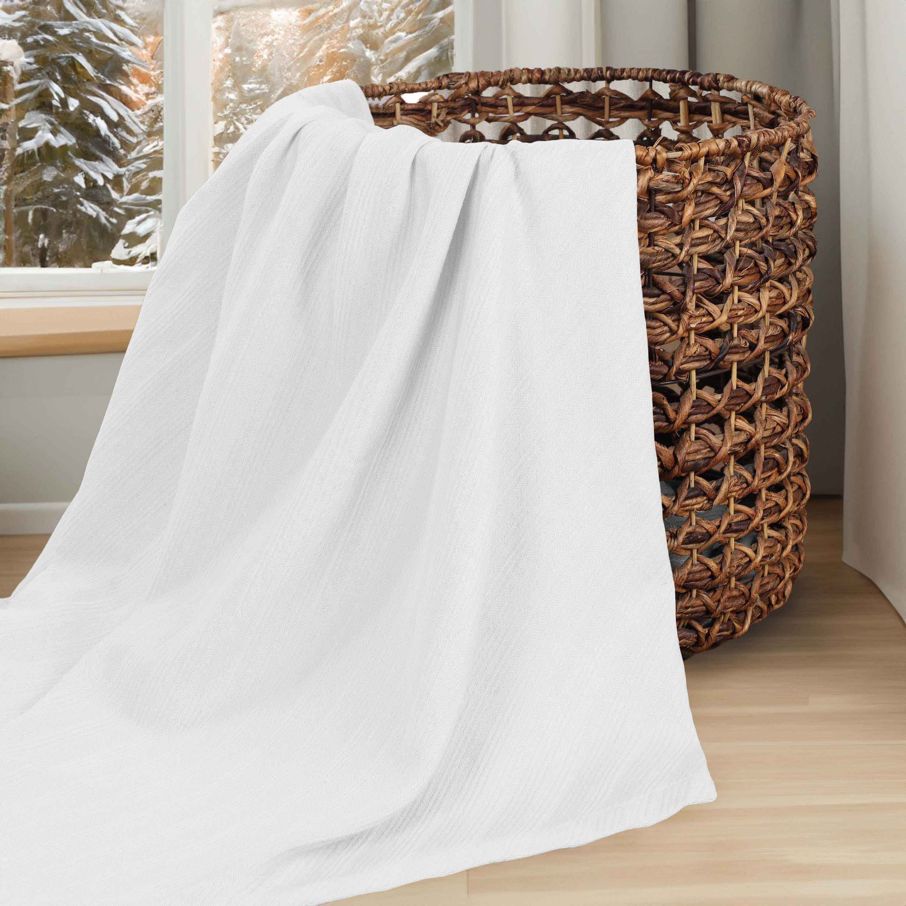 Milan Cotton Textured Striped Lightweight Woven Blanket - Omnigoodsstore