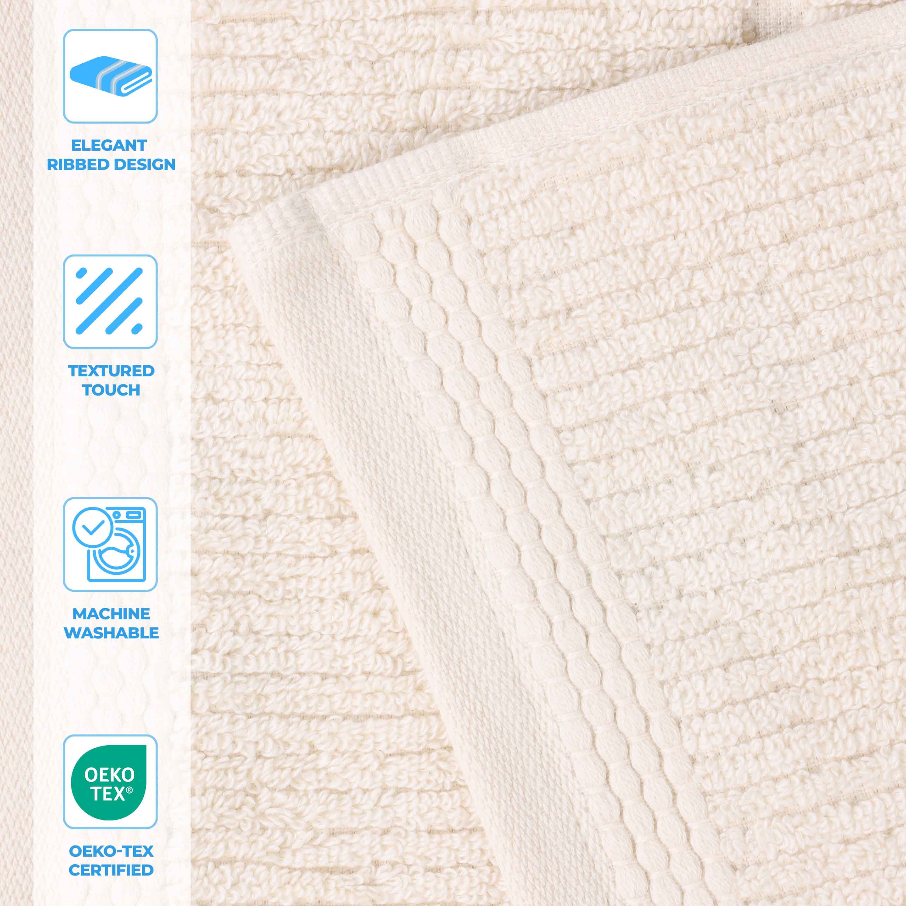 Milo Smart Twist Cotton Solid Ribbed Design 8 Piece Towel Set - Omnigoodsstore
