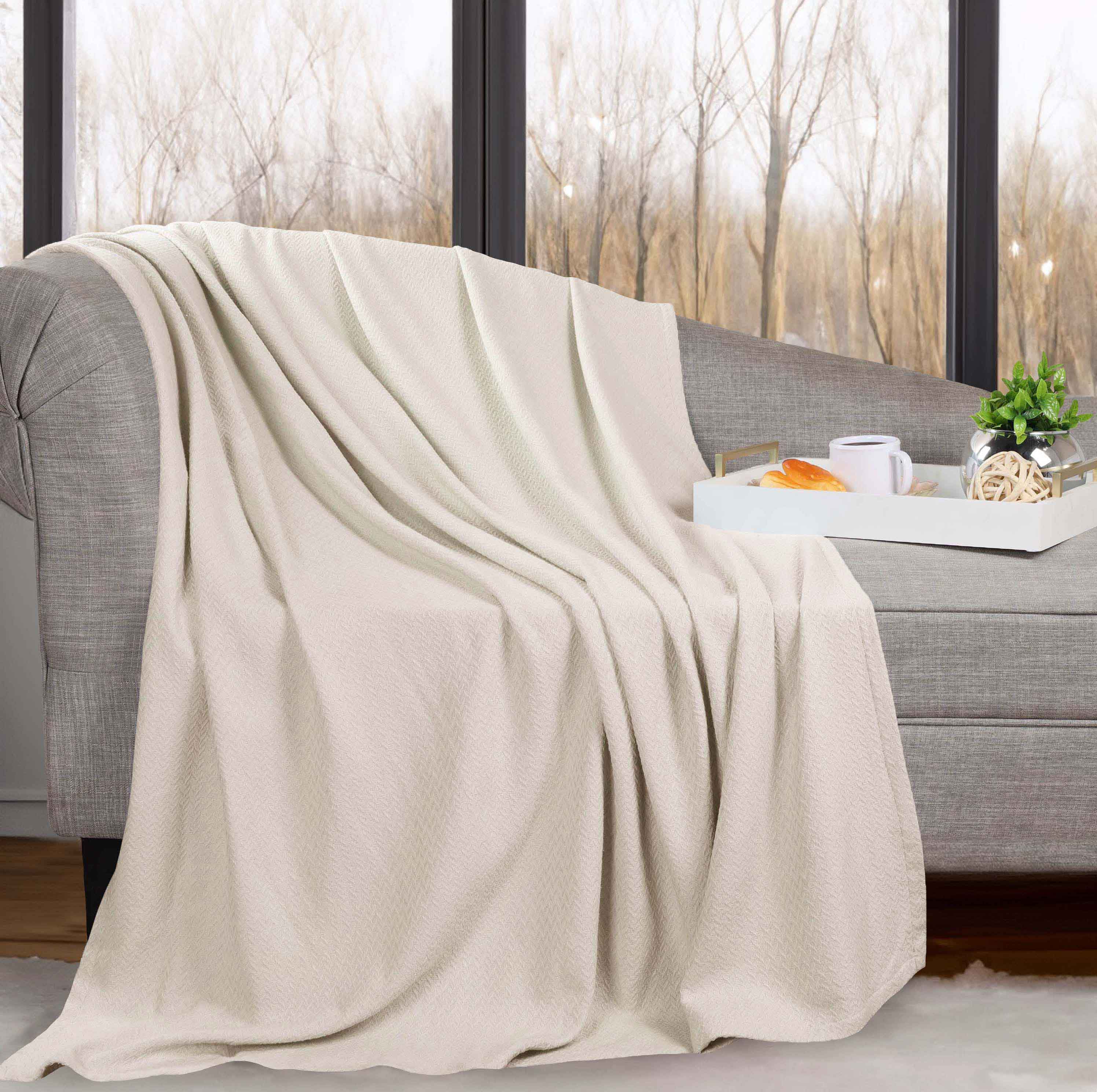 Nobel Cotton Textured Chevron Lightweight Woven Blanket - Omnigoodsstore