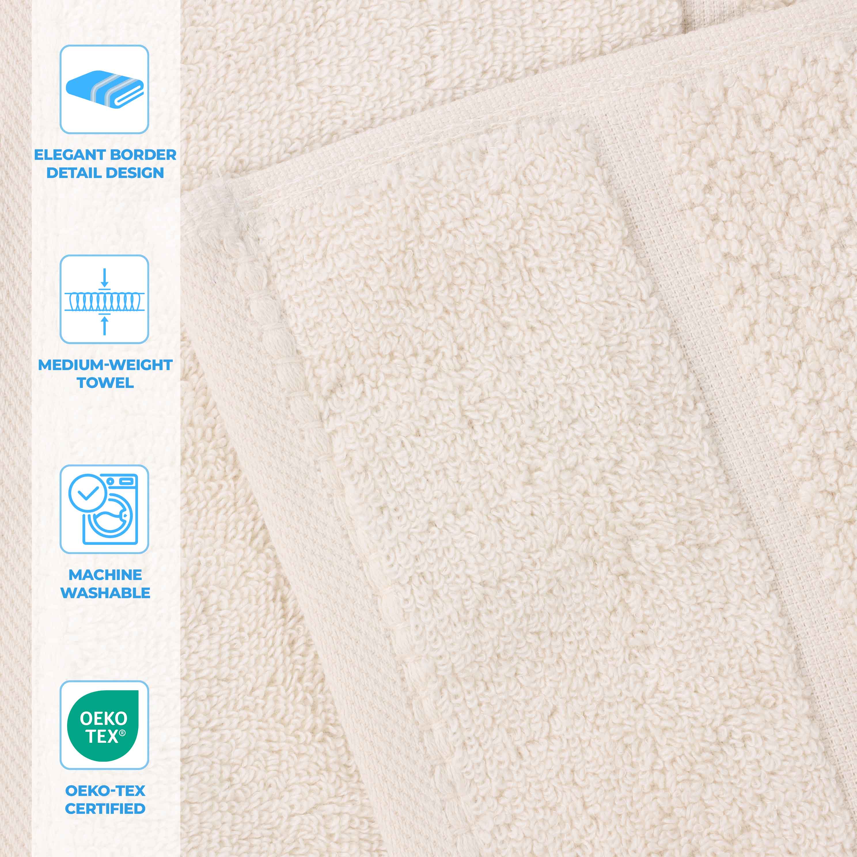 Mile Smart Twist Cotton Solid Broad Border 9 Piece Towel Set - Omnigoodsstore