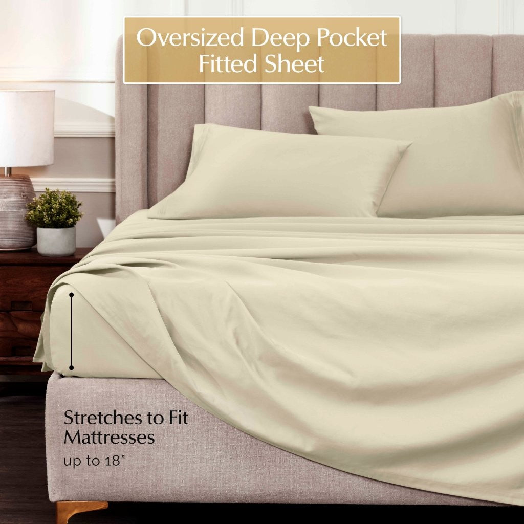 1000 Thread Count Egyptian Cotton Bed Sheet Set Olympic Queen - Omnigoodsstore