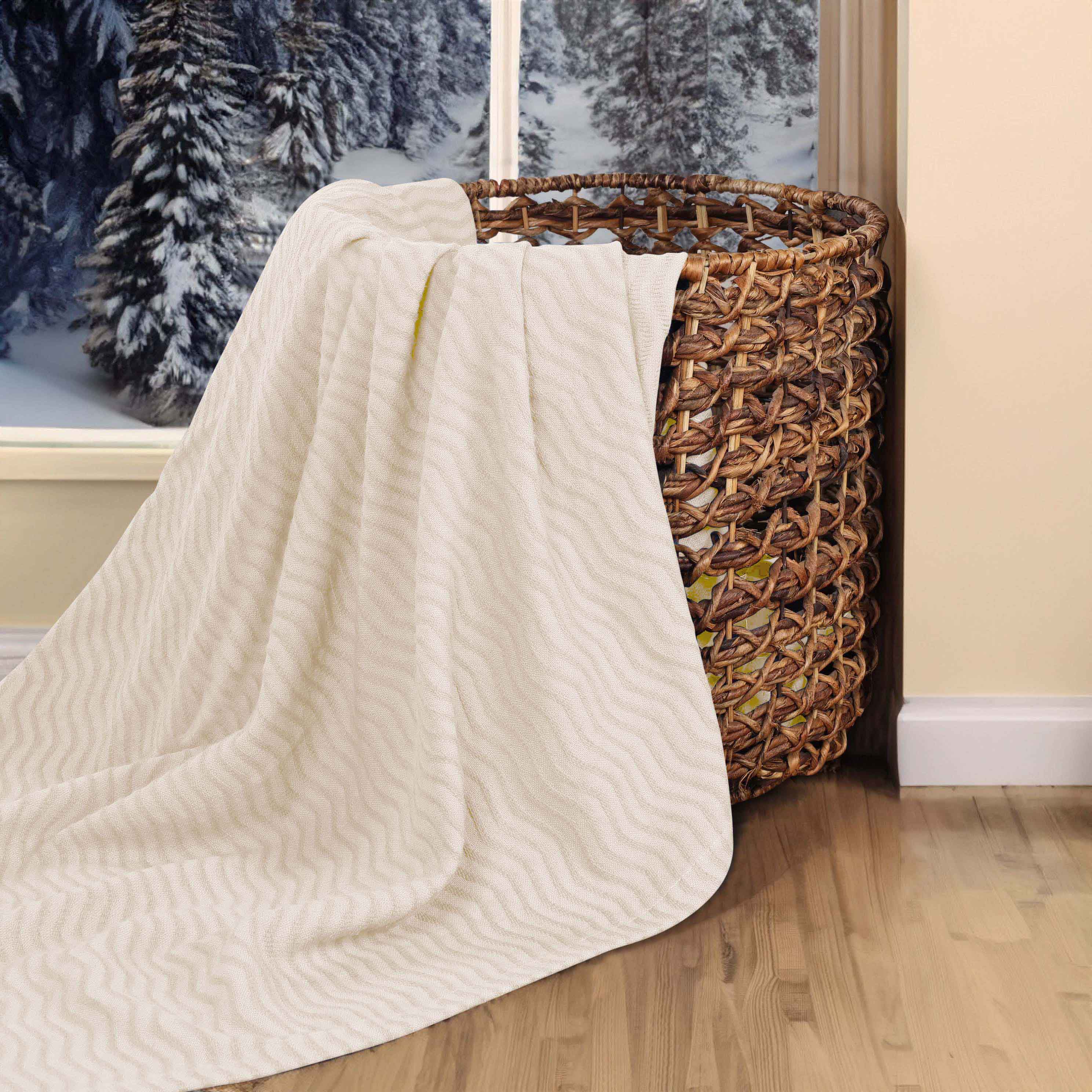 Jena Cotton Textured Chevron Lightweight Woven Blanket - Omnigoodsstore