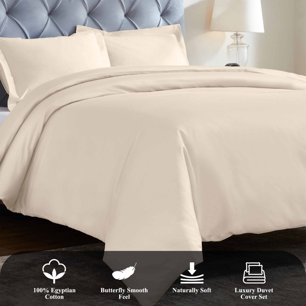 1200 Thread Count Egyptian Solid Cotton Duvet Cover Set - Omnigoodsstore