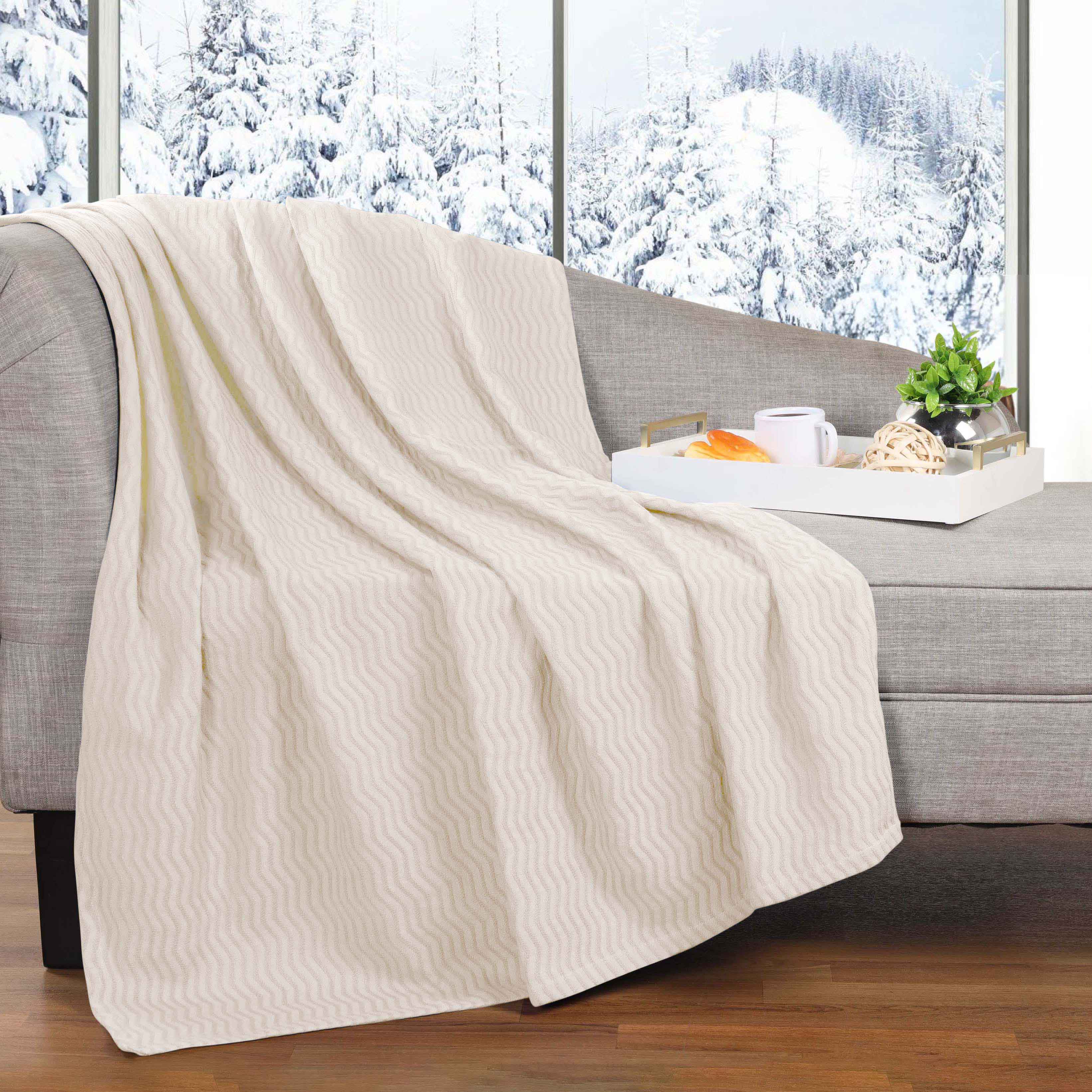 Jena Cotton Textured Chevron Lightweight Woven Blanket - Omnigoodsstore
