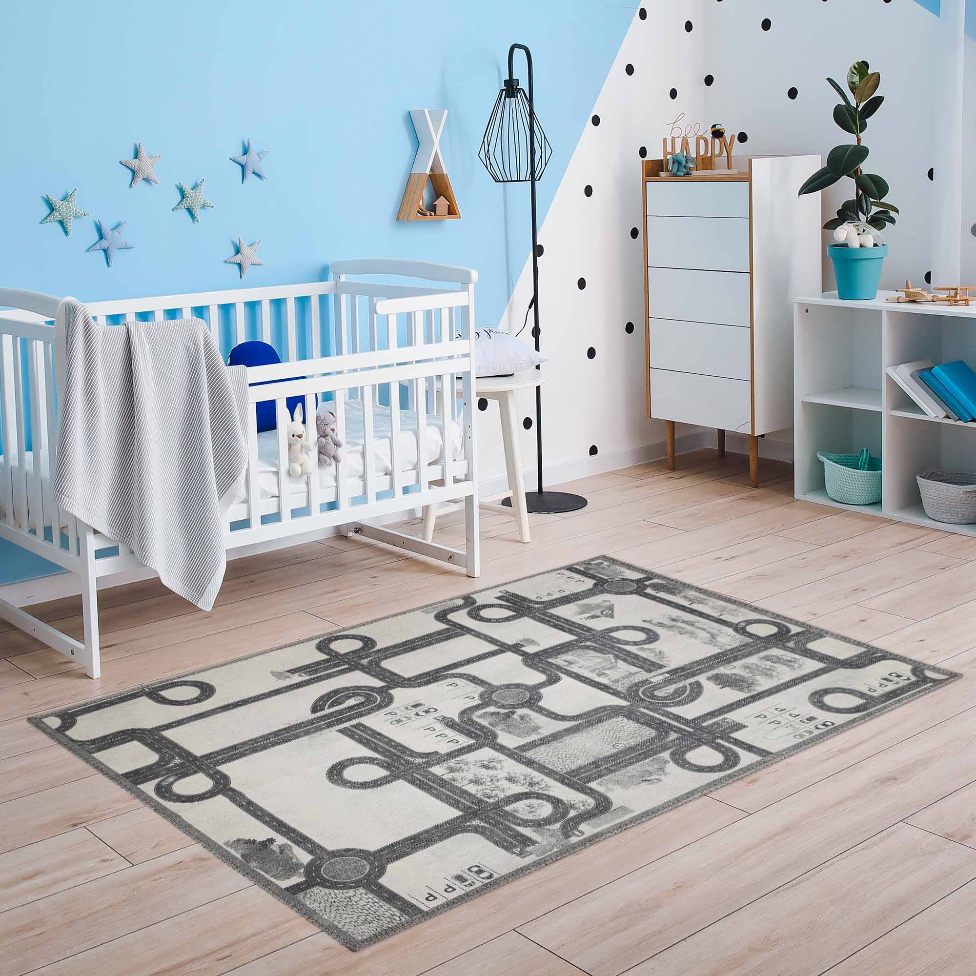 Country Road Non-Slip Kids Playroom Nursery Washable Indoor Area Rug - Omnigoodsstore